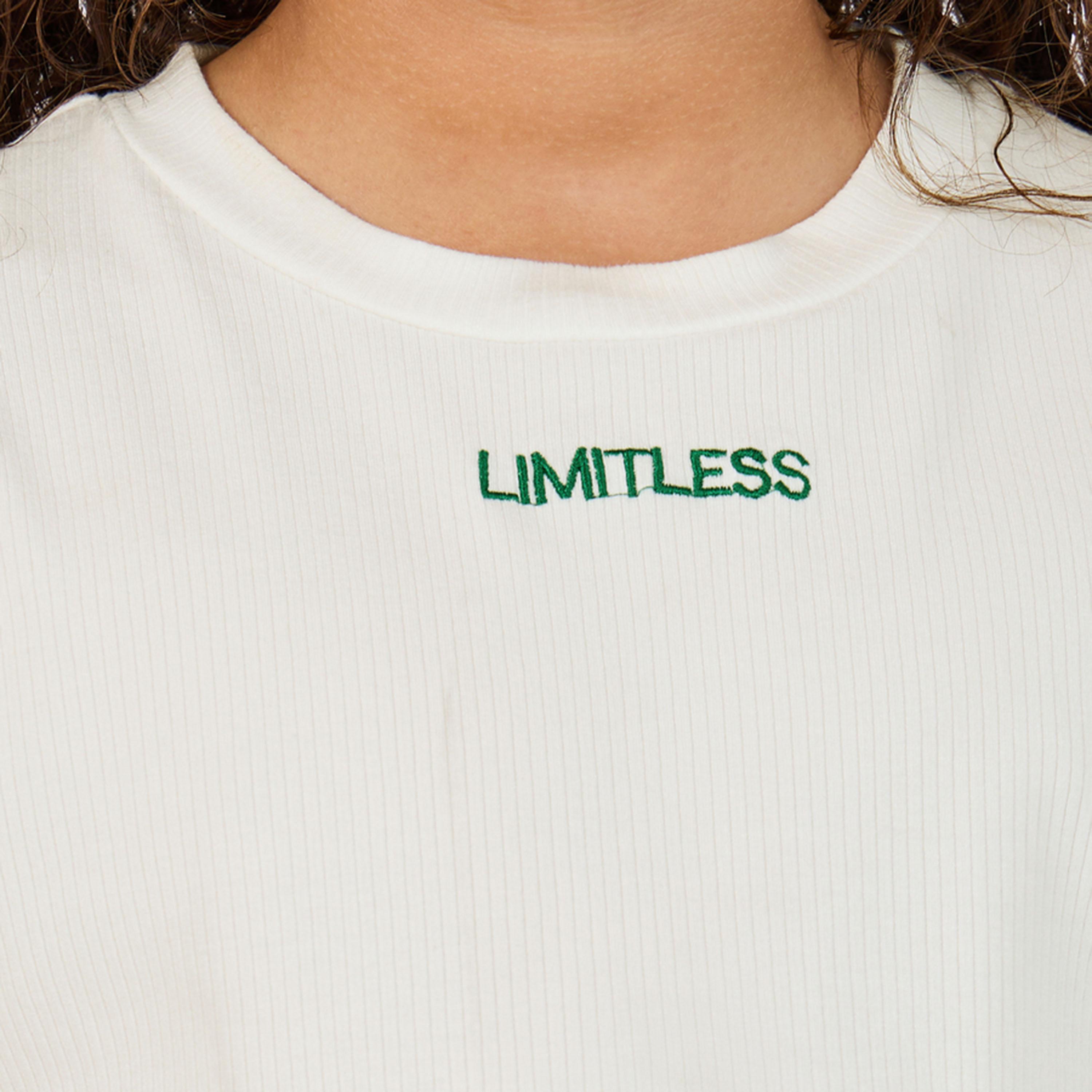 Styli Embroidered Rib Round Neck T-Shirt & Contrast Panel Joggers Co-Ords-girls-clothing-setsandcoords-image-3