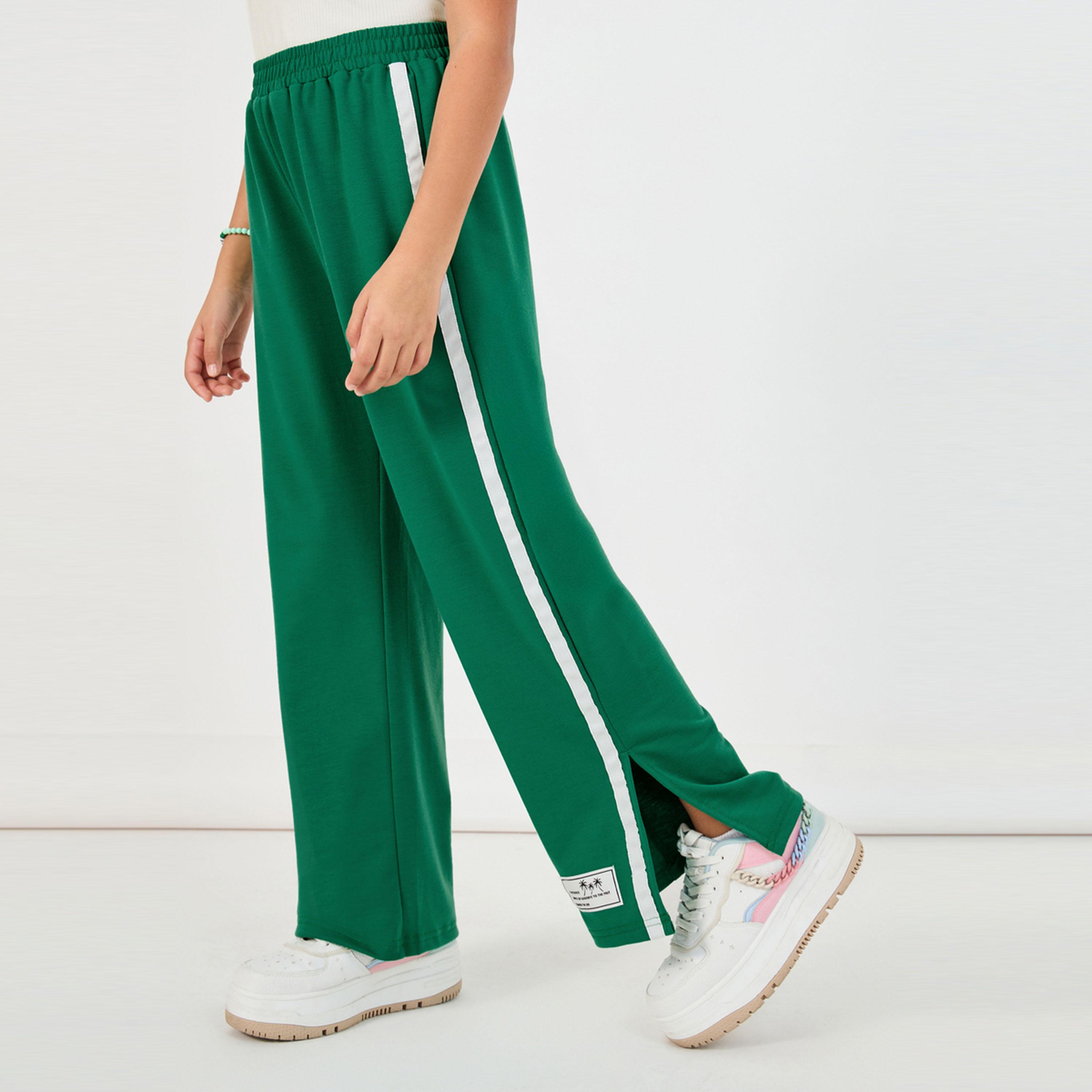 Styli Embroidered Rib Round Neck T-Shirt & Contrast Panel Joggers Co-Ords-girls-clothing-setsandcoords-image-4