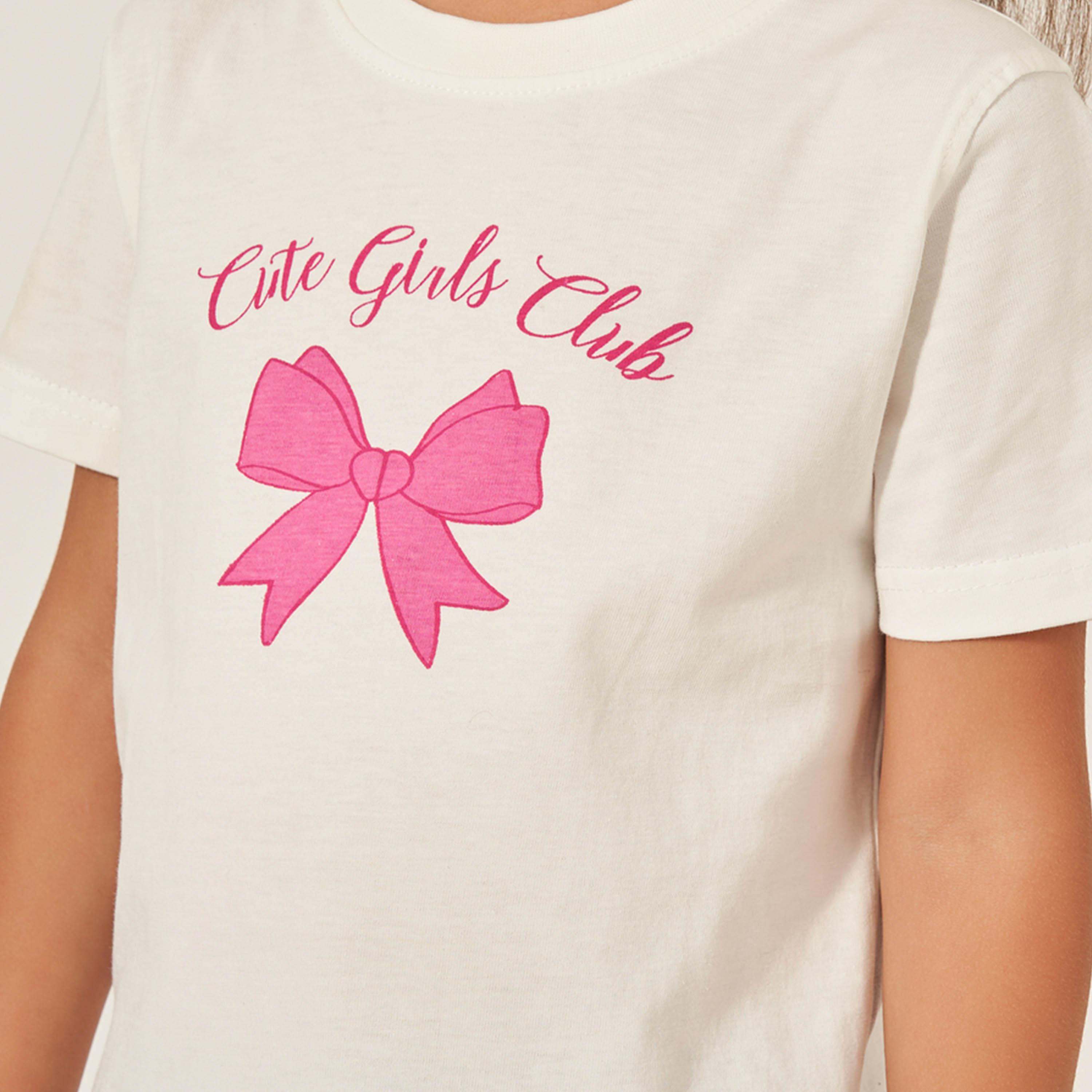 Styli Bow Graphic Print Short Sleeve T-Shirt-girls-clothing-tshirts-image-3