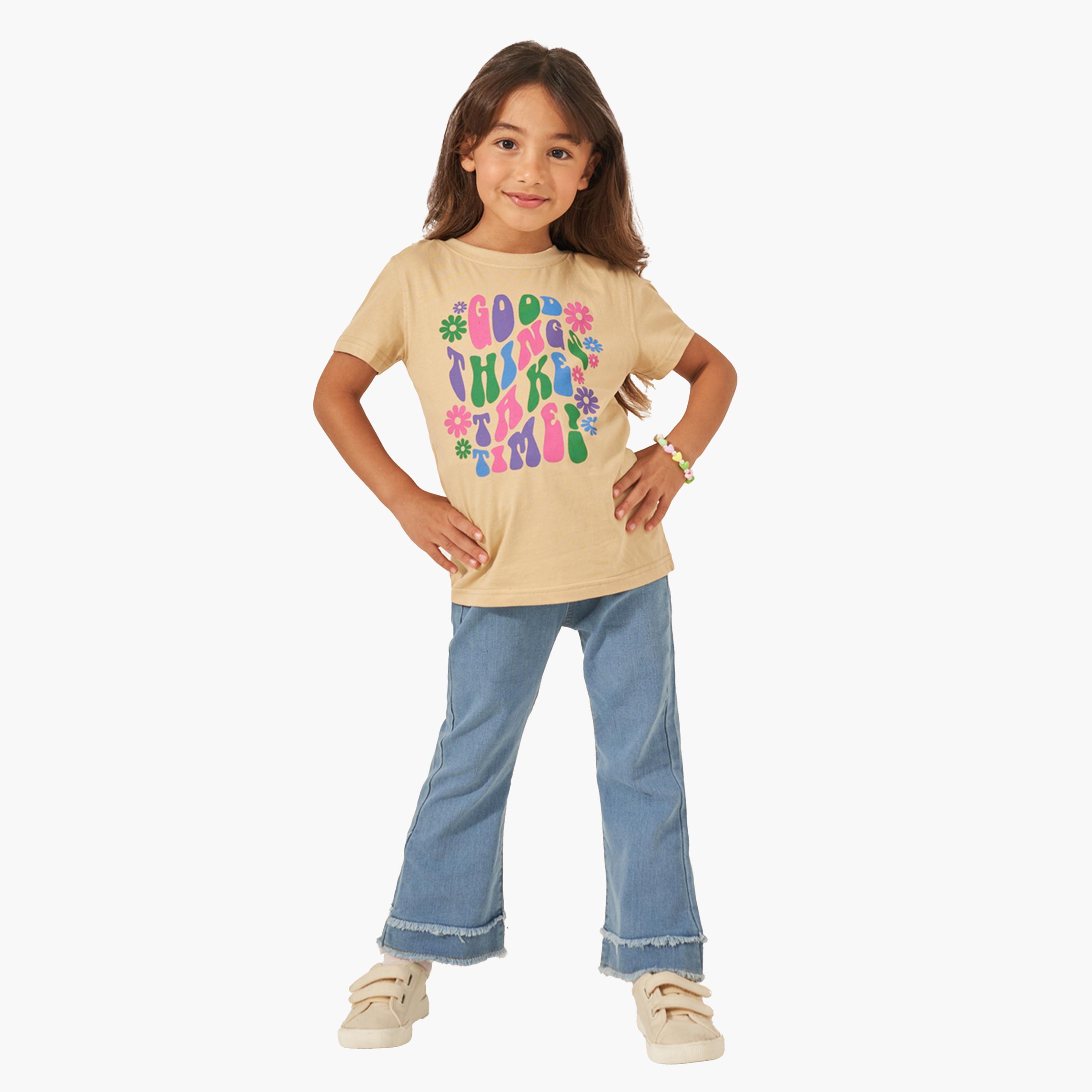 Styli Slogan Print Round Neck T-Shirt-girls-clothing-tshirts-image-2