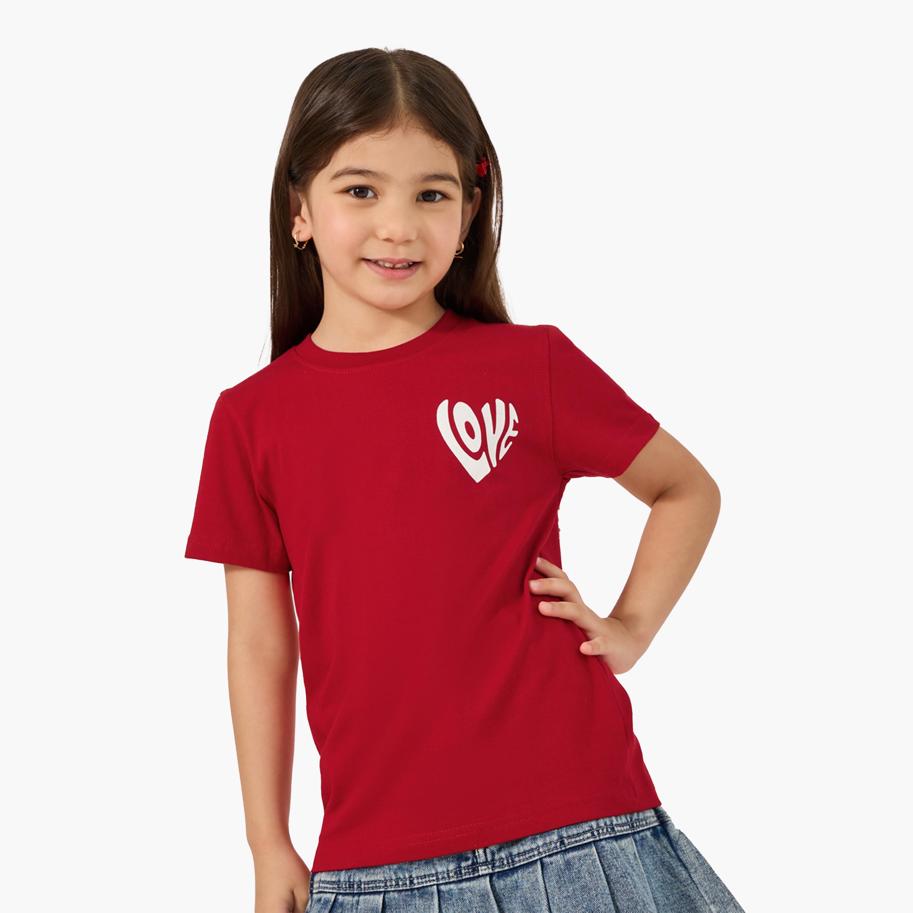 ستايلي-  تي شيرت بأكمام قصيرة وطبعة جرافيكية-girls-clothing-tshirts-image-1
