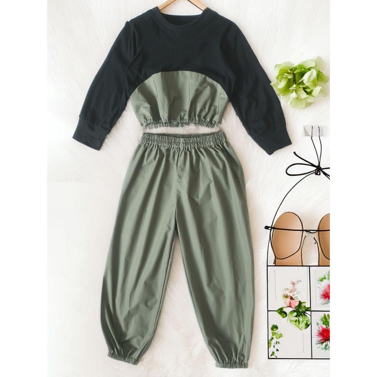 Bella Moda X Styli  Round Neck Long Sleeves Top & Pants Co-Ords Set-girls-clothing-setsandcoords-image-1