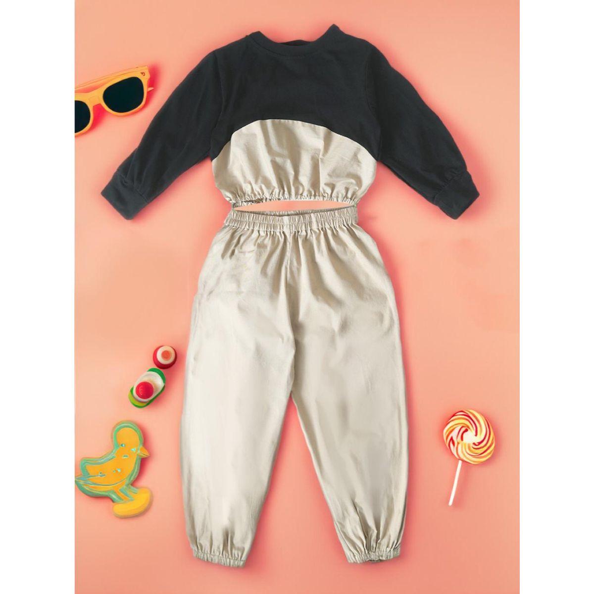 طقم منسق من بنطال مع بلوزة بياقة دائرية بيلا مودا × ستايلي-girls-clothing-setsandcoords-image-1