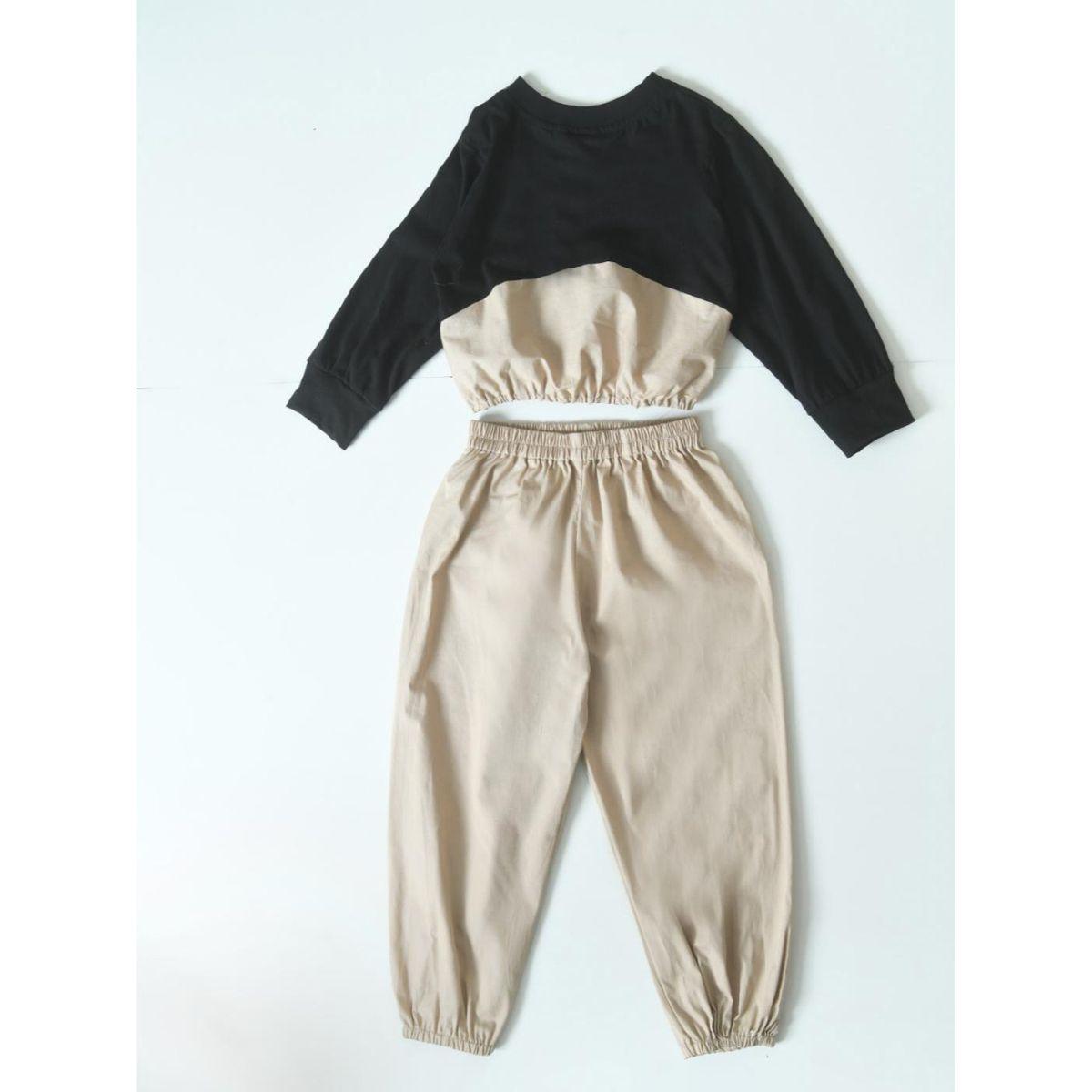 طقم منسق من بنطال مع بلوزة بياقة دائرية بيلا مودا × ستايلي-girls-clothing-setsandcoords-image-4