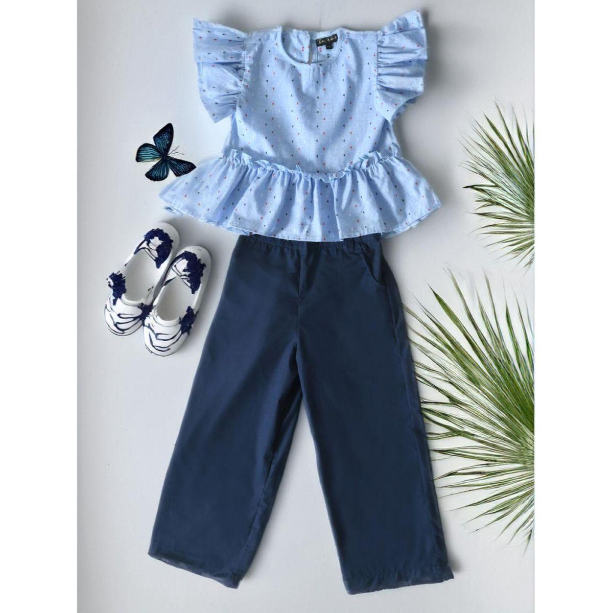 طقم منسق من بنطال مع بلوزة بياقة دائرية بيلا مودا × ستايلي-girls-clothing-setsandcoords-image-1
