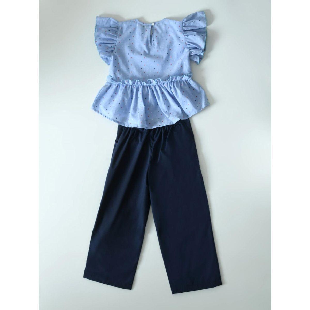 طقم منسق من بنطال مع بلوزة بياقة دائرية بيلا مودا × ستايلي-girls-clothing-setsandcoords-image-2
