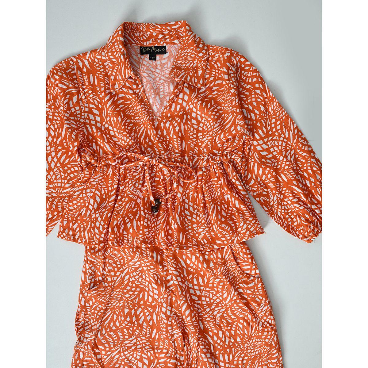 Bella Moda X Styli  All-Over Print Collared Blouse & Pants Co-Ords Set-girls-clothing-setsandcoords-image-3
