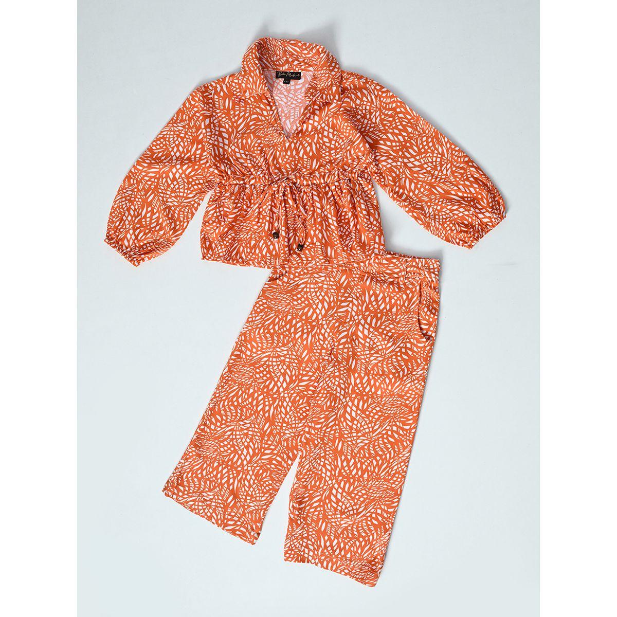 Bella Moda X Styli  All-Over Print Collared Blouse & Pants Co-Ords Set-girls-clothing-setsandcoords-image-4