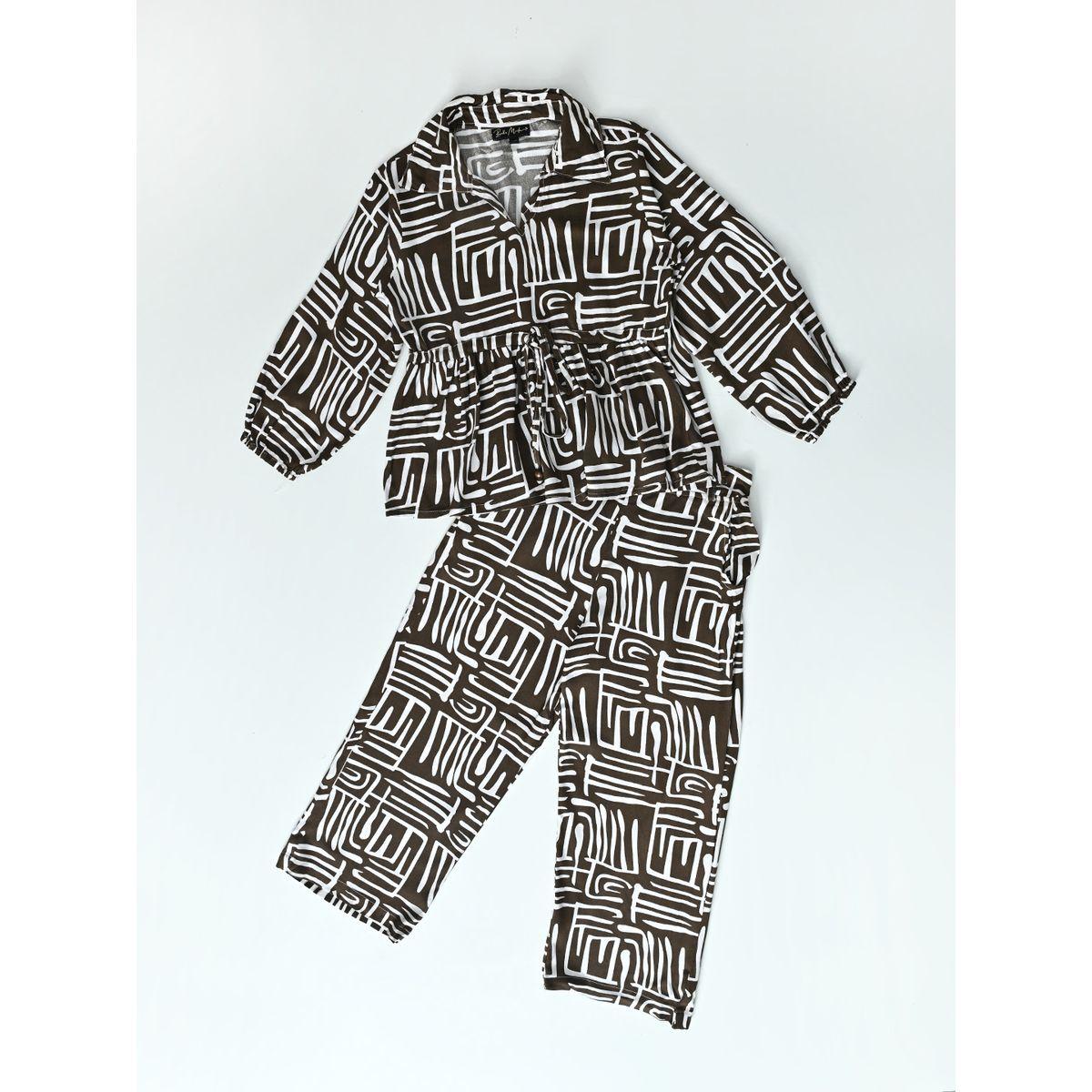 Bella Moda X Styli  All-Over Print Collared Blouse & Pants Co-Ords Set-girls-clothing-setsandcoords-image-4