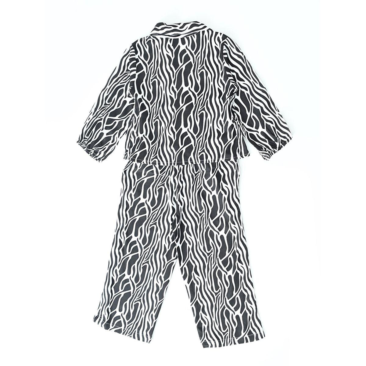Bella Moda X Styli  All-Over Print Collared Blouse & Pants Co-Ords Set-girls-clothing-setsandcoords-image-2