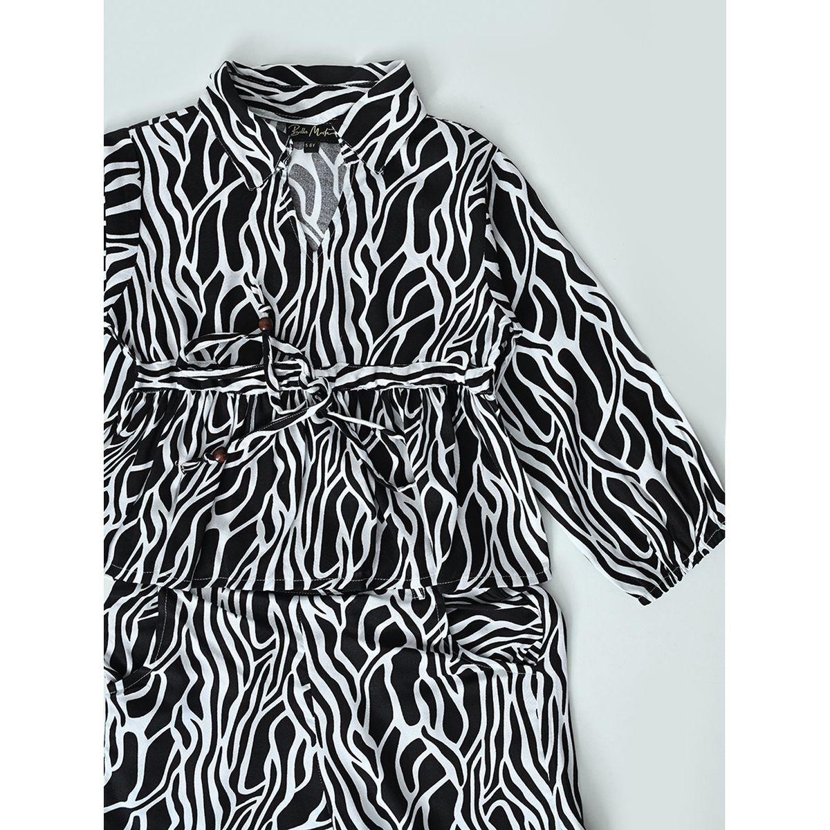Bella Moda X Styli  All-Over Print Collared Blouse & Pants Co-Ords Set-girls-clothing-setsandcoords-image-3