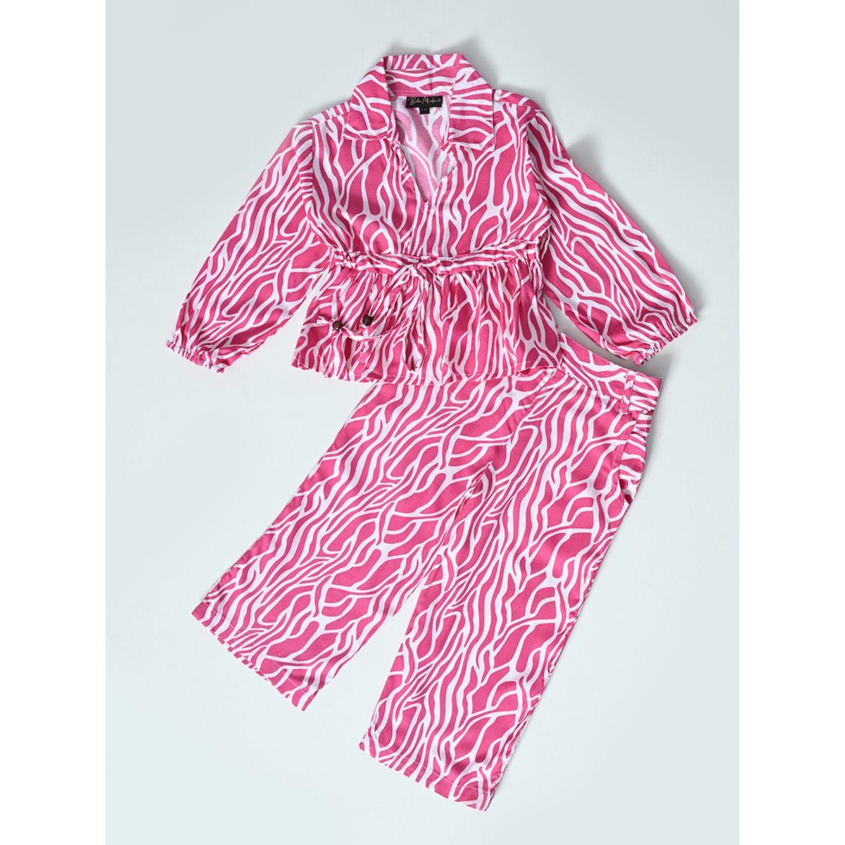 Bella Moda X Styli  All-Over Print Collared Blouse & Pants Co-Ords Set-girls-clothing-setsandcoords-image-4