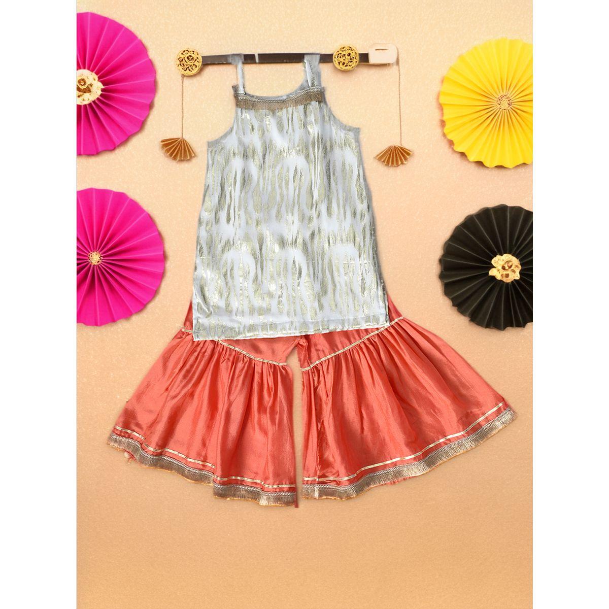 Bella Moda X Styli  Strappy Shiny Top & Tiered Sharara Co-Ords Set-girls-clothing-setsandcoords-image-1