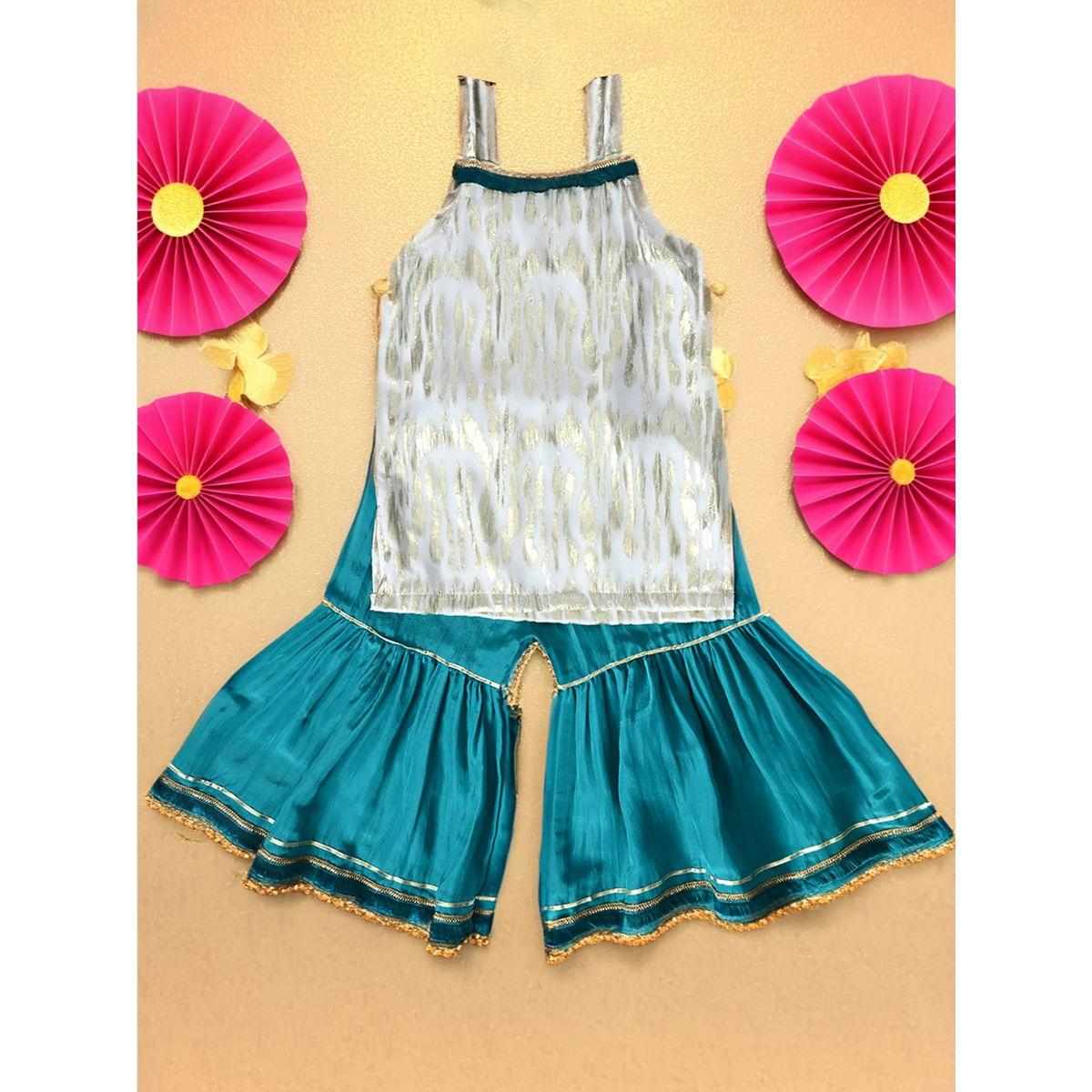 Bella Moda X Styli  Strappy Shiny Top & Tiered Sharara Co-Ords Set-girls-clothing-setsandcoords-image-1