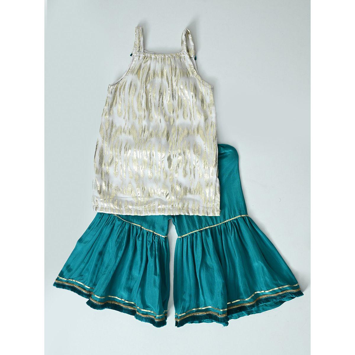 Bella Moda X Styli  Strappy Shiny Top & Tiered Sharara Co-Ords Set-girls-clothing-setsandcoords-image-2