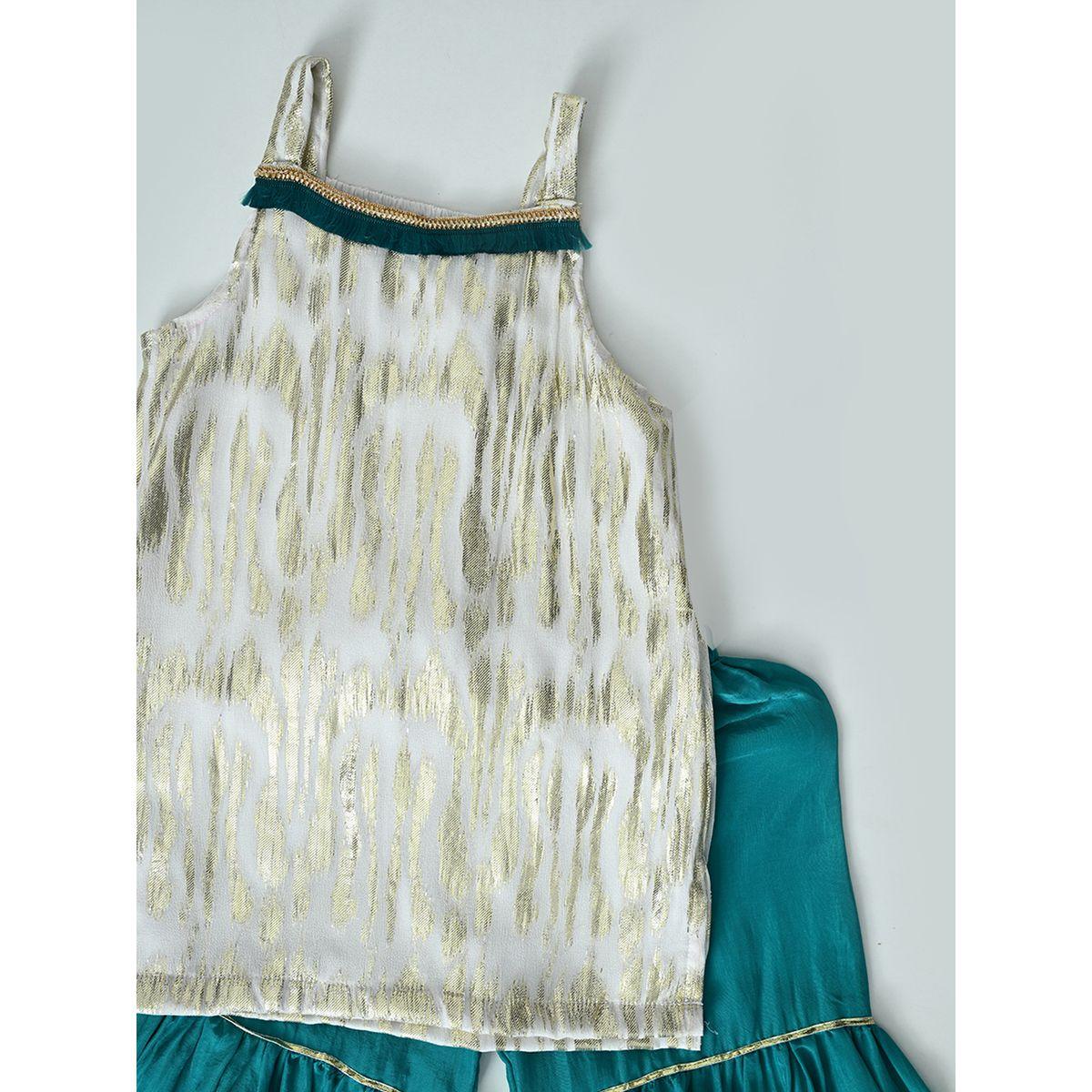 Bella Moda X Styli  Strappy Shiny Top & Tiered Sharara Co-Ords Set-girls-clothing-setsandcoords-image-3