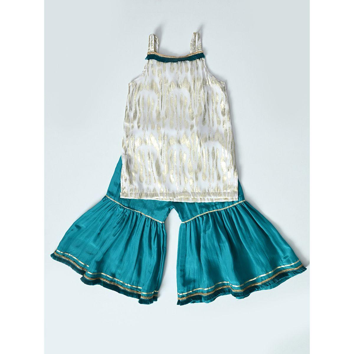 Bella Moda X Styli  Strappy Shiny Top & Tiered Sharara Co-Ords Set-girls-clothing-setsandcoords-image-4