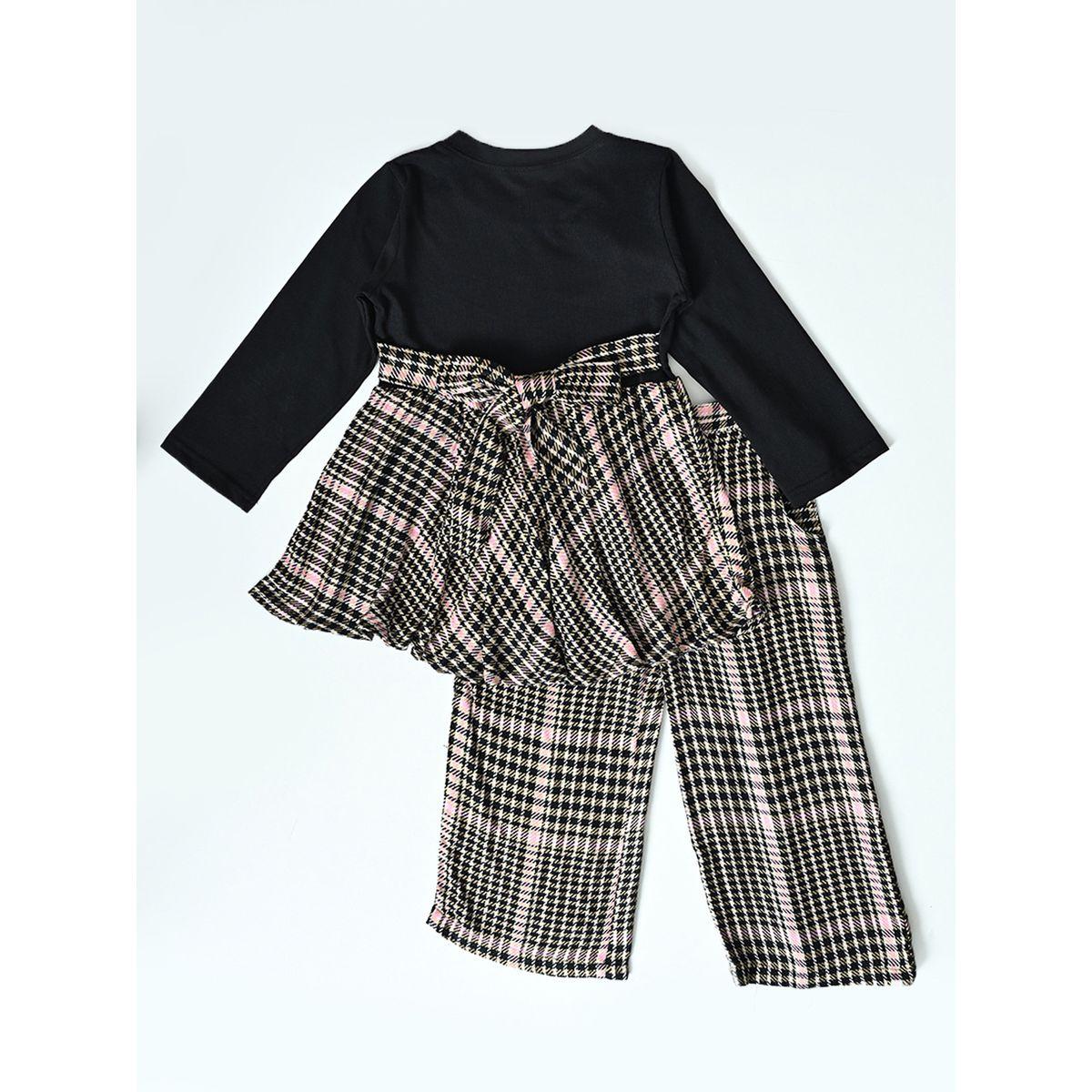 Bella Moda X Styli  Longline Printed Top with Bow Detail & Trousers Co-Ords Set-girls-clothing-setsandcoords-image-2