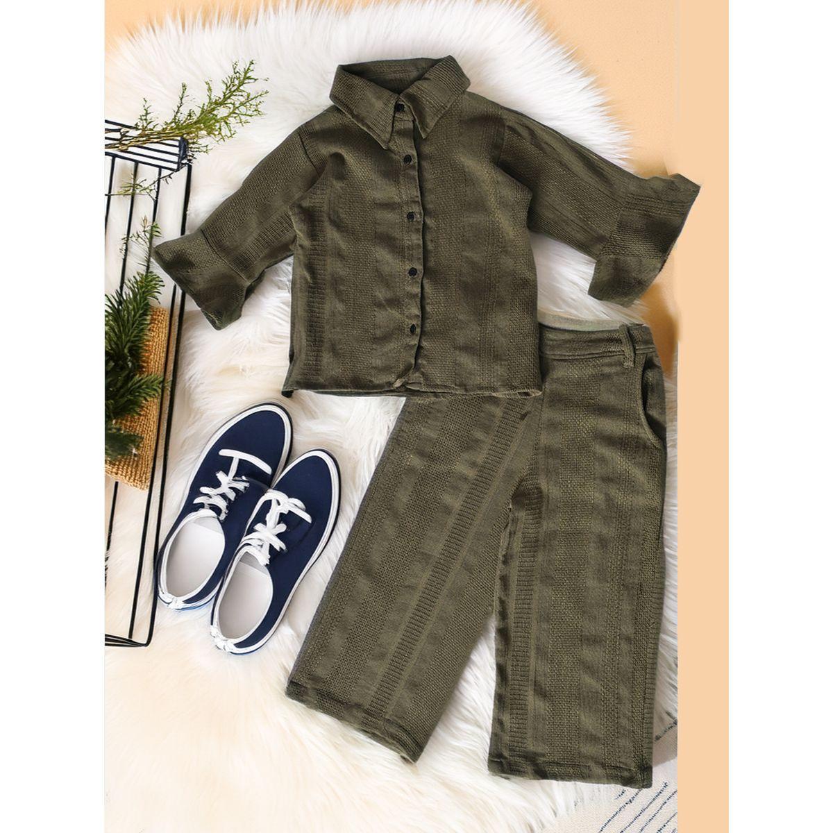 طقم منسق من بنطال مع بلوزة بأكمام طويلة بيلا مودا × ستايلي-girls-clothing-setsandcoords-image-1