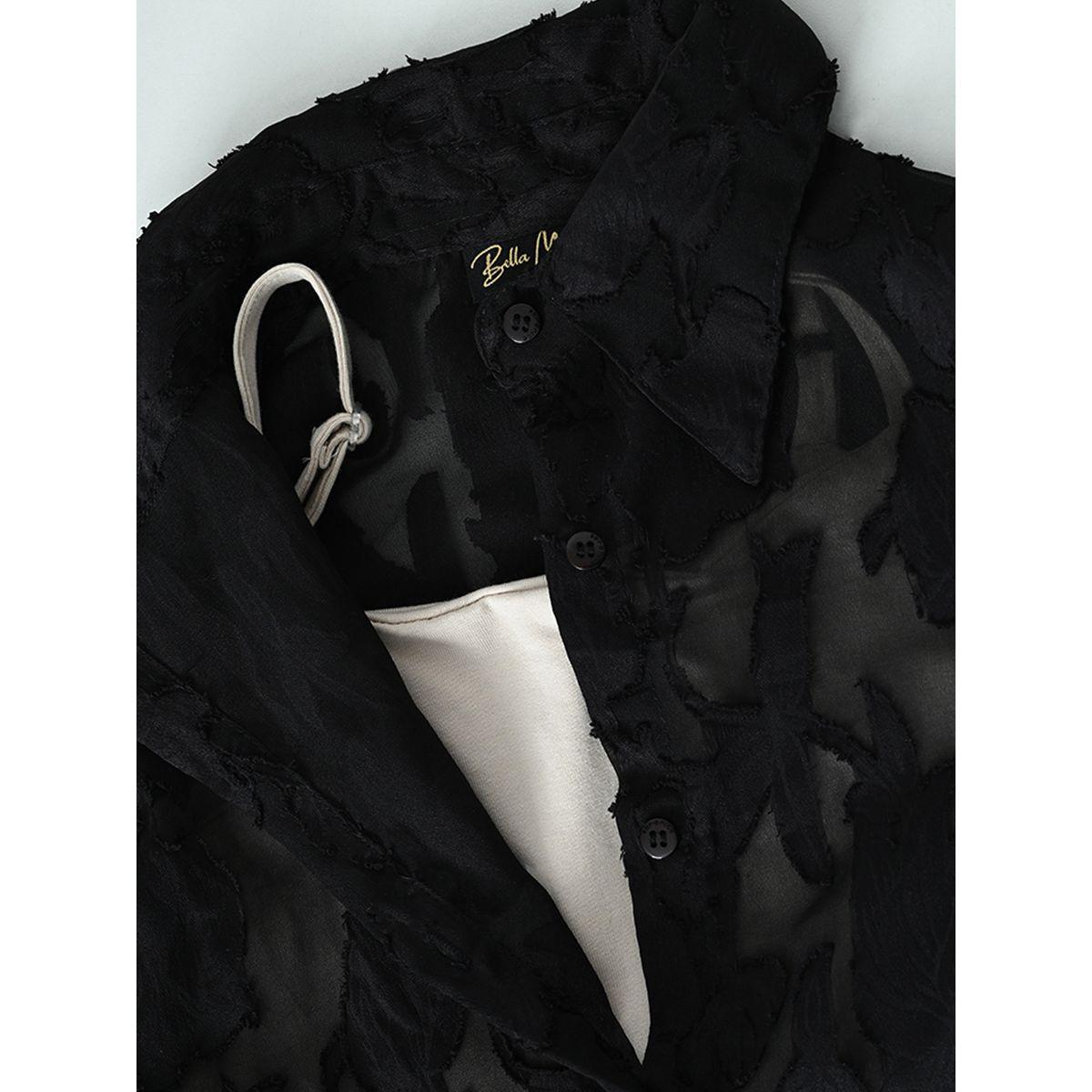 Bella Moda X Styli  Mesh Insert Shirt with Long Sleeves & Trousers Co-Ords Set-girls-clothing-setsandcoords-image-4