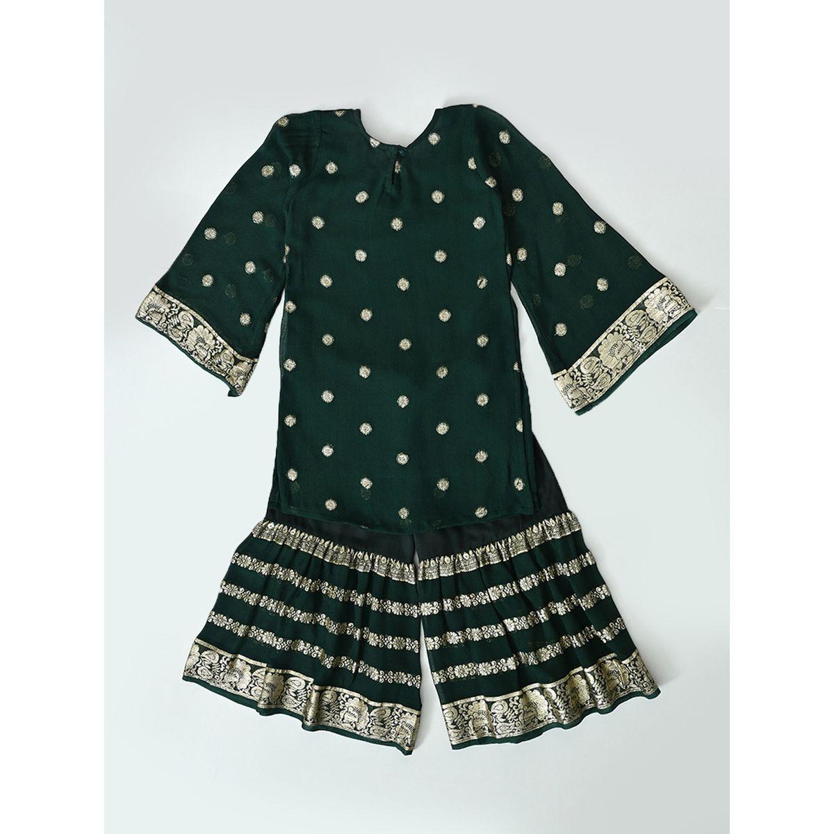 Bella Moda X Styli  Printed Round Neck Kurta & Tiered Sharara Set-girls-clothing-setsandcoords-image-2