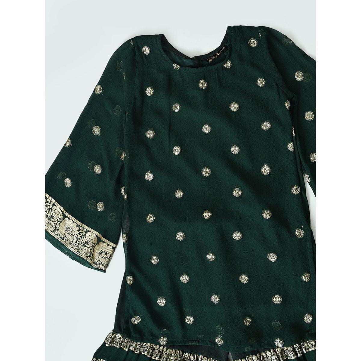 Bella Moda X Styli  Printed Round Neck Kurta & Tiered Sharara Set-girls-clothing-setsandcoords-image-3
