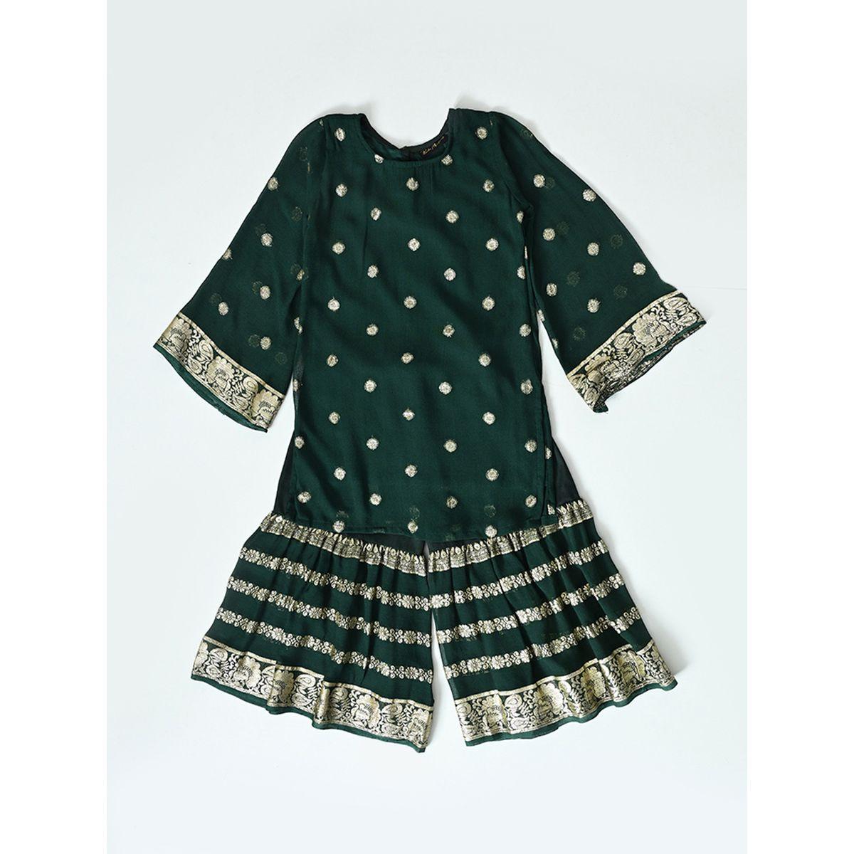 Bella Moda X Styli  Printed Round Neck Kurta & Tiered Sharara Set-girls-clothing-setsandcoords-image-4