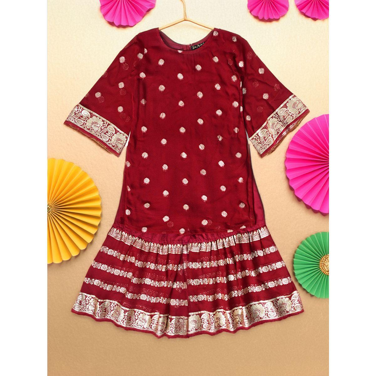 Bella Moda X Styli  Printed Round Neck Kurta & Tiered Sharara Set-girls-clothing-setsandcoords-image-1