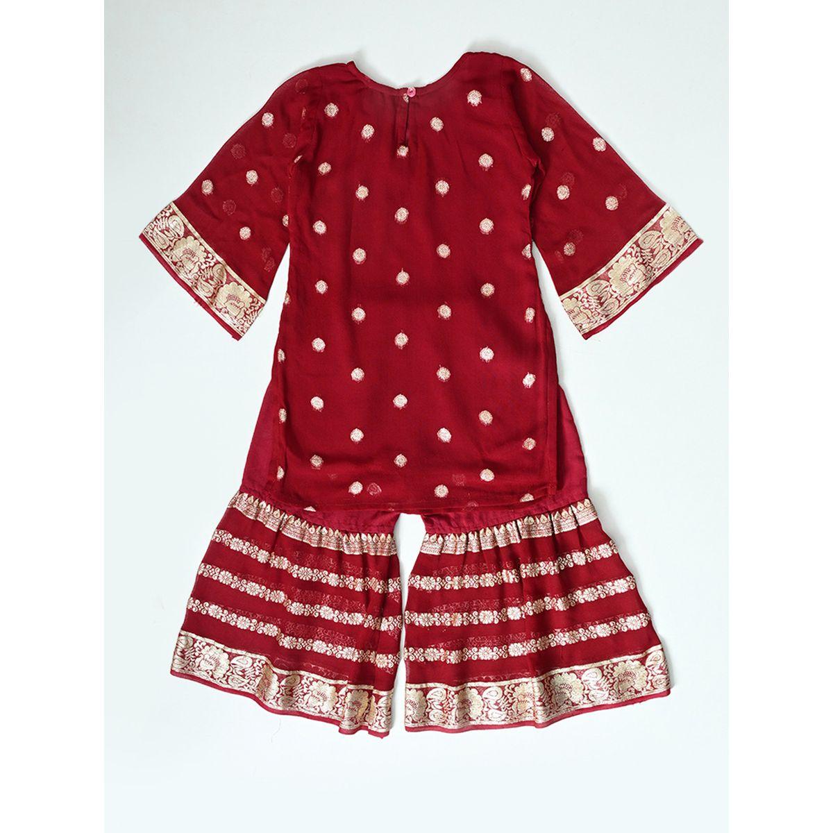 Bella Moda X Styli  Printed Round Neck Kurta & Tiered Sharara Set-girls-clothing-setsandcoords-image-2