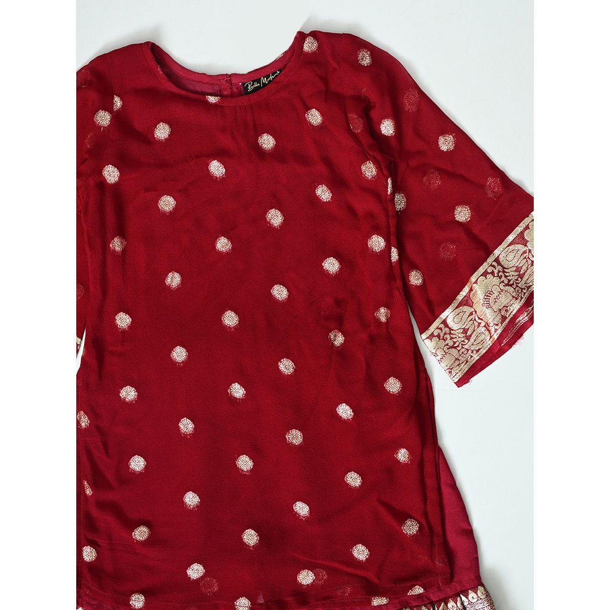 Bella Moda X Styli  Printed Round Neck Kurta & Tiered Sharara Set-girls-clothing-setsandcoords-image-3