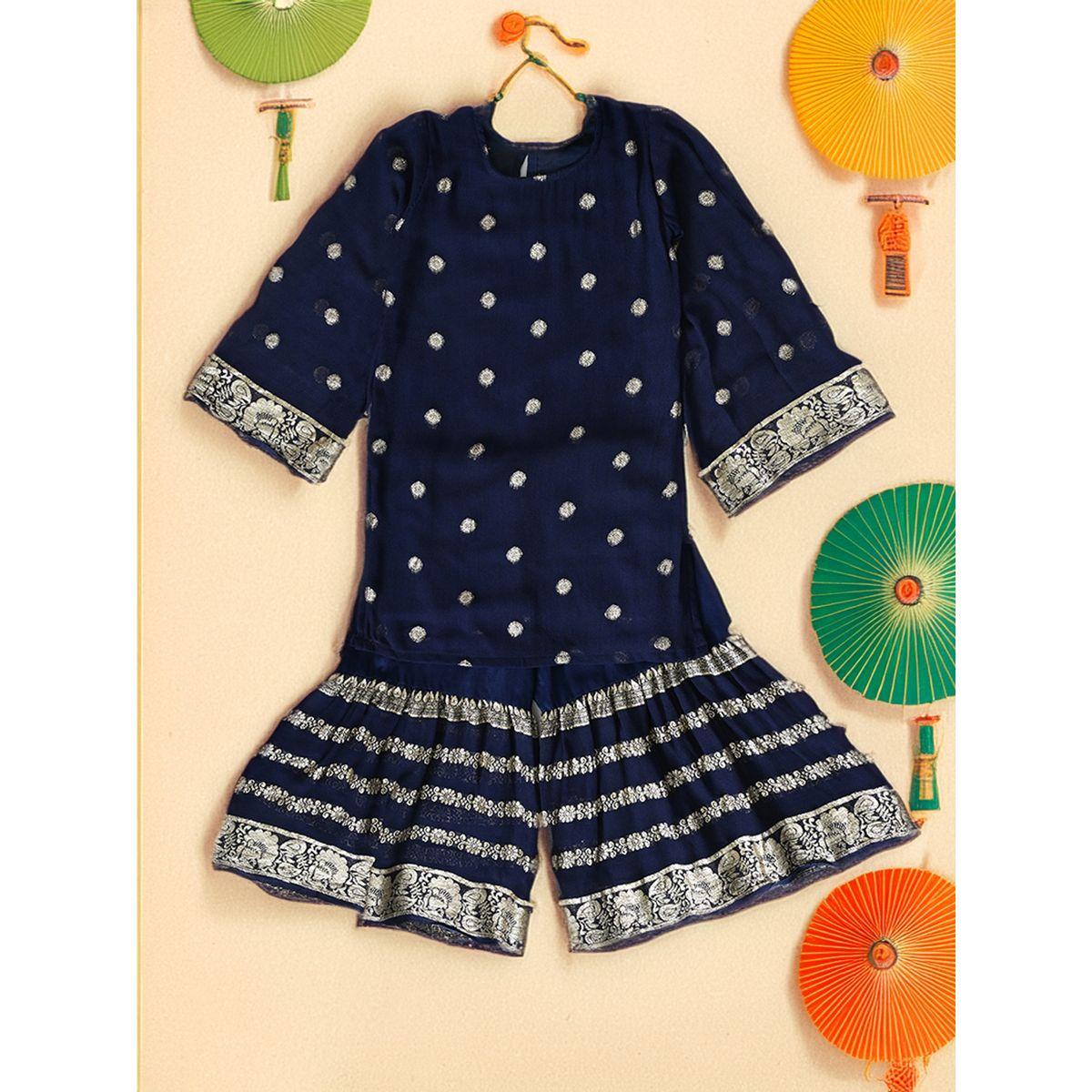 Bella Moda X Styli  Printed Round Neck Kurta & Tiered Sharara Set-girls-clothing-setsandcoords-image-1