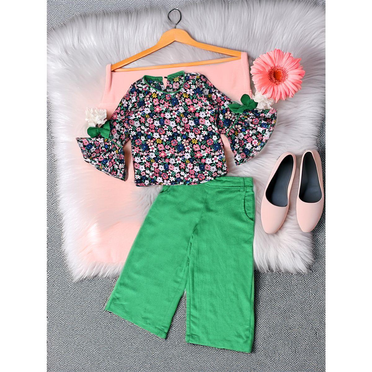 طقم منسق من بنطال مع بلوزة مطبعة بالكامل بيلا مودا × ستايلي-girls-clothing-setsandcoords-image-1