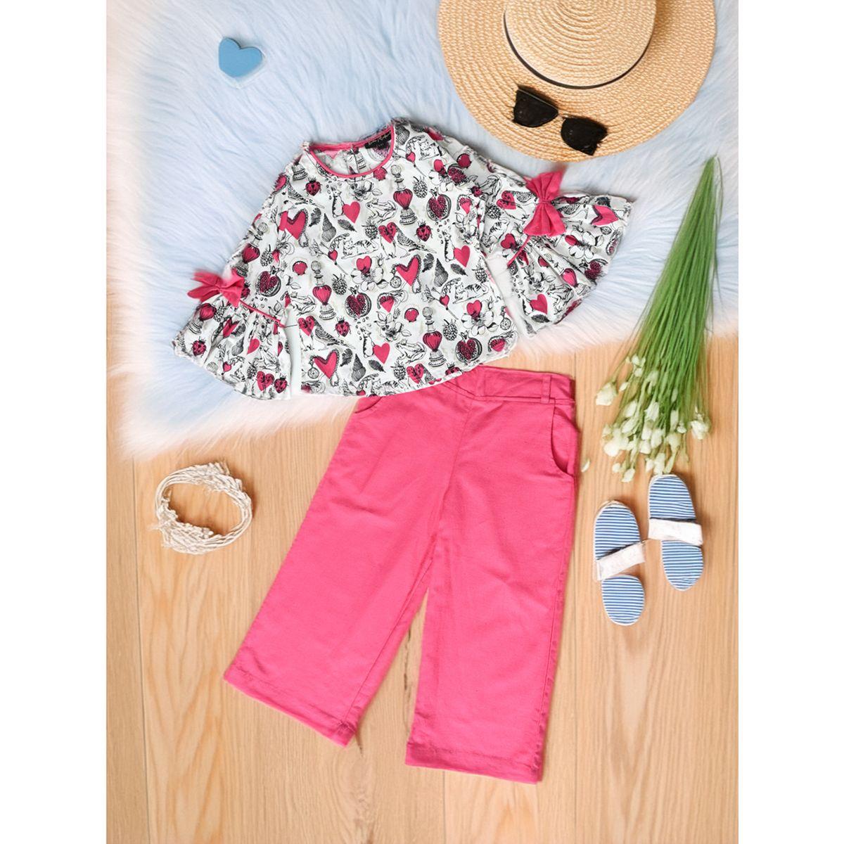 طقم منسق من بنطال مع بلوزة مطبعة بالكامل بيلا مودا × ستايلي-girls-clothing-setsandcoords-image-1