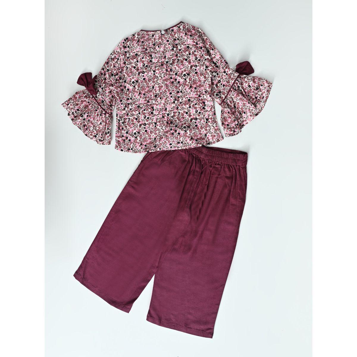 Bella Moda X Styli  All-Over Floral Print Round Neck Top & Trousers Co-Ord Sets-girls-clothing-setsandcoords-image-2