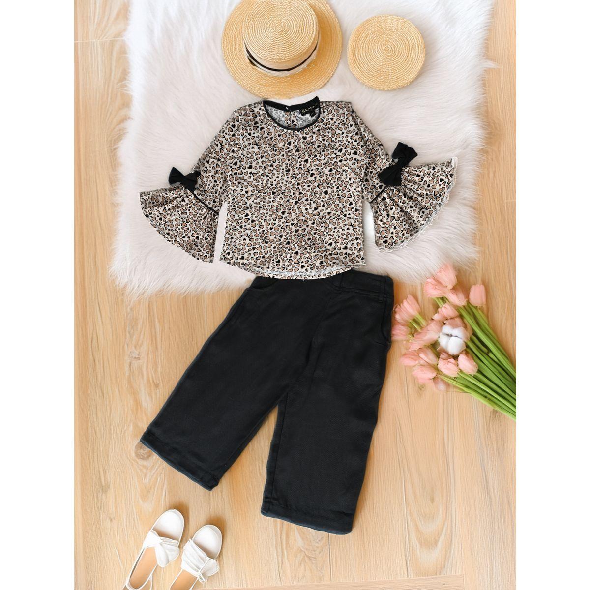 Bella Moda X Styli  All-Over Heart Print Round Neck Top &  Trousers Co-Ord Sets-girls-clothing-setsandcoords-image-1