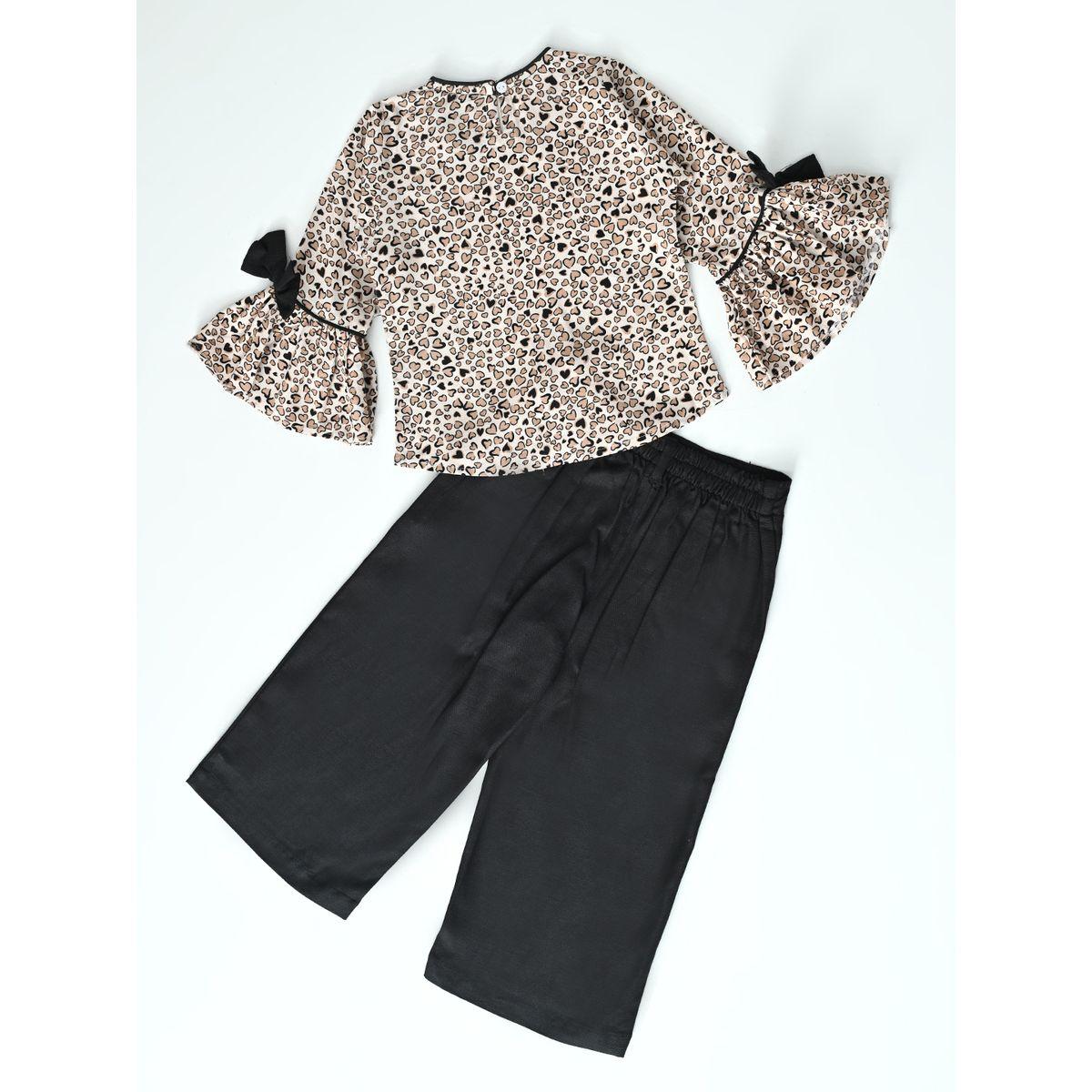 Bella Moda X Styli  All-Over Heart Print Round Neck Top &  Trousers Co-Ord Sets-girls-clothing-setsandcoords-image-2