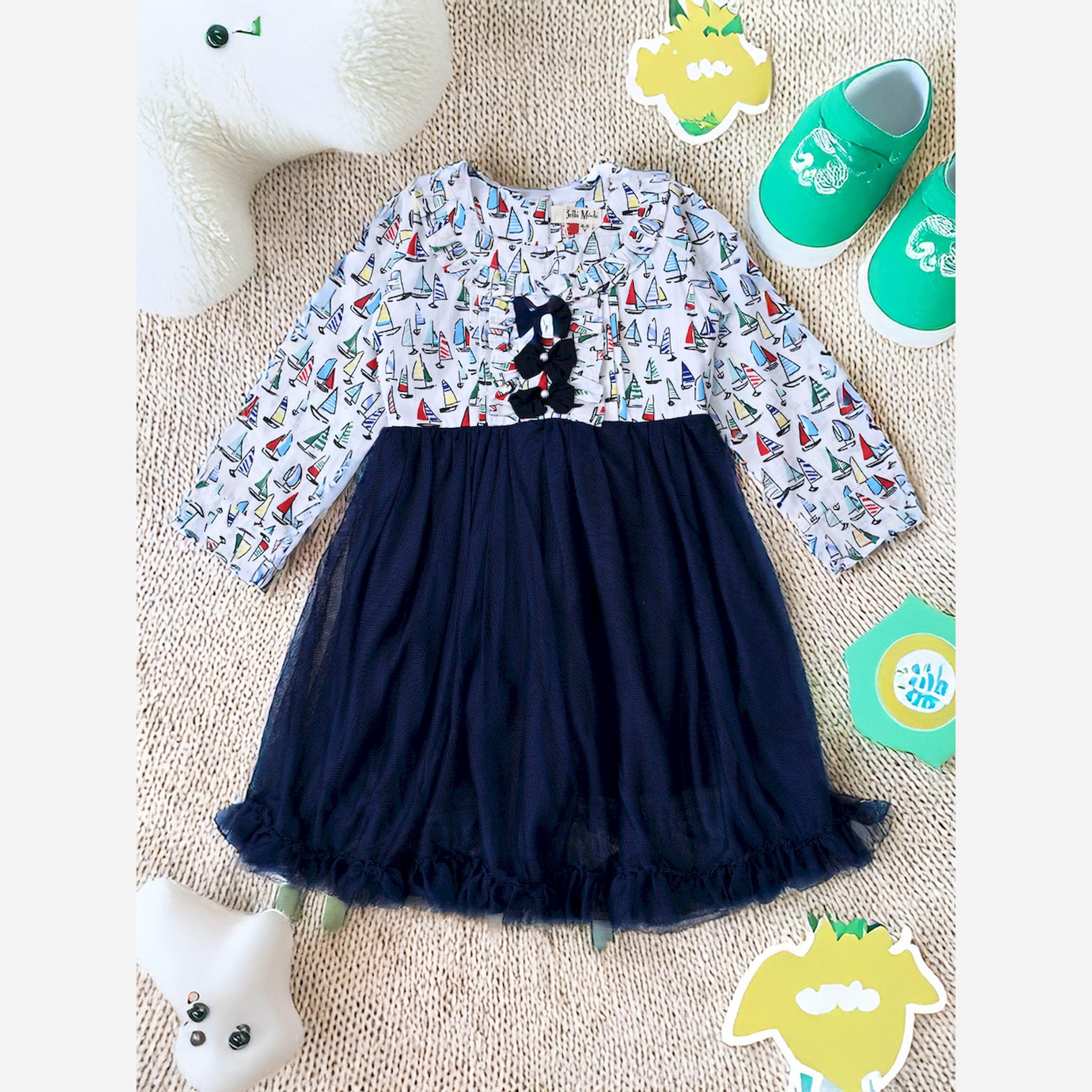 بيلا مودا × ستايلي - فستان مطبوع بفيونكة برقبة دائرية وأكمام طويلة-girls-clothing-dressesandjumpsuits-image-2
