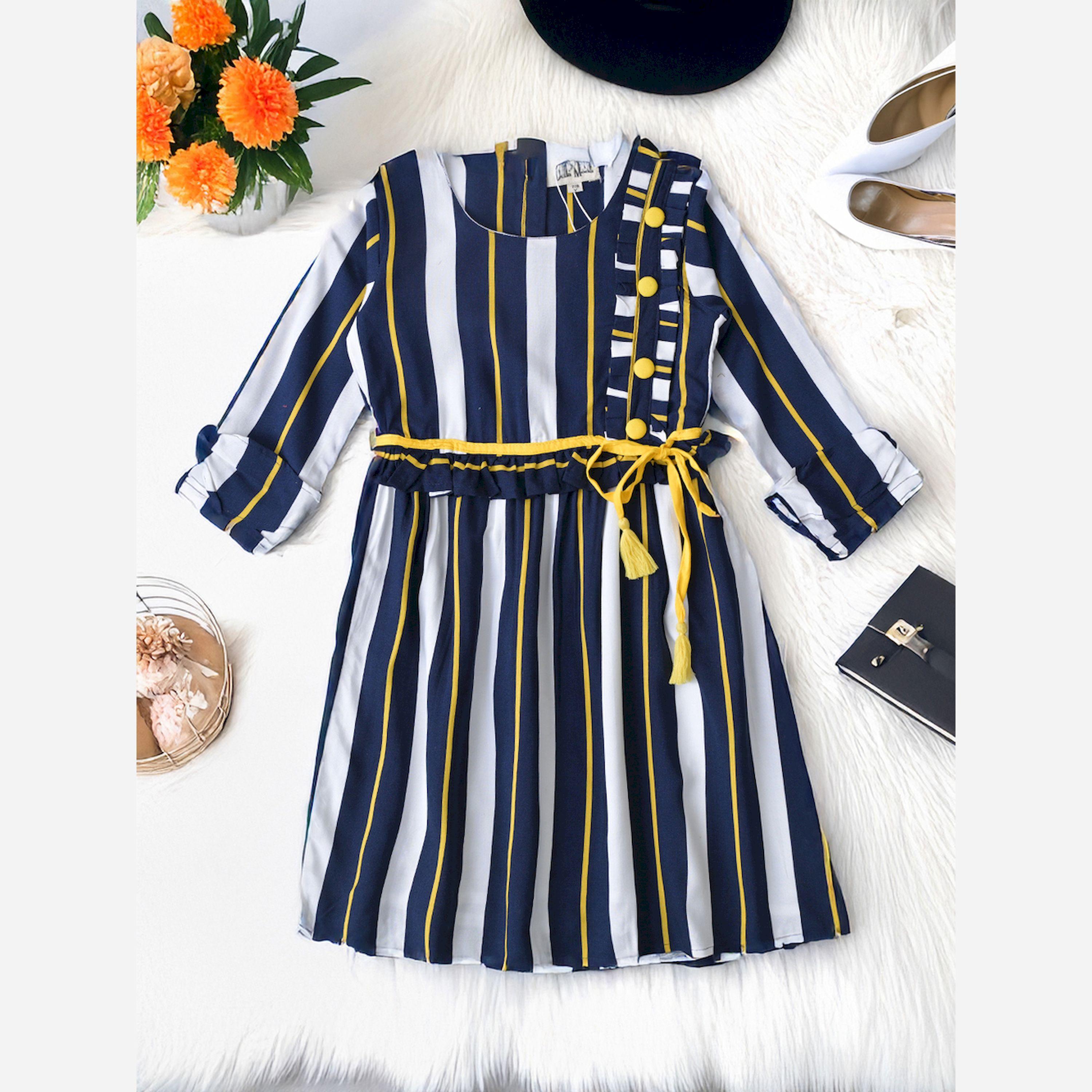 Bella Moda X Styli Striped Fit & Flare Button Detail Dress-girls-clothing-dressesandjumpsuits-image-2