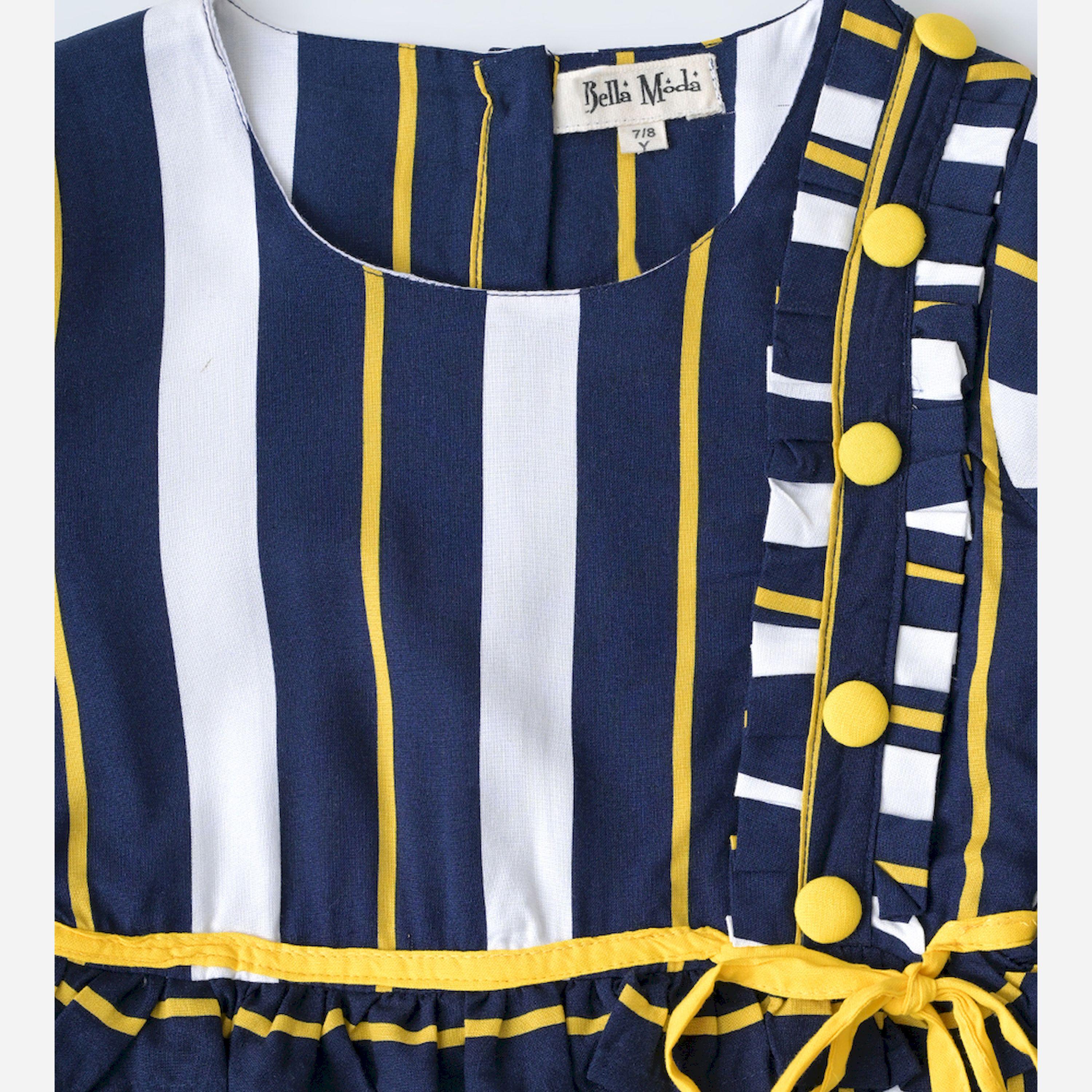 Bella Moda X Styli Striped Fit & Flare Button Detail Dress-girls-clothing-dressesandjumpsuits-image-4