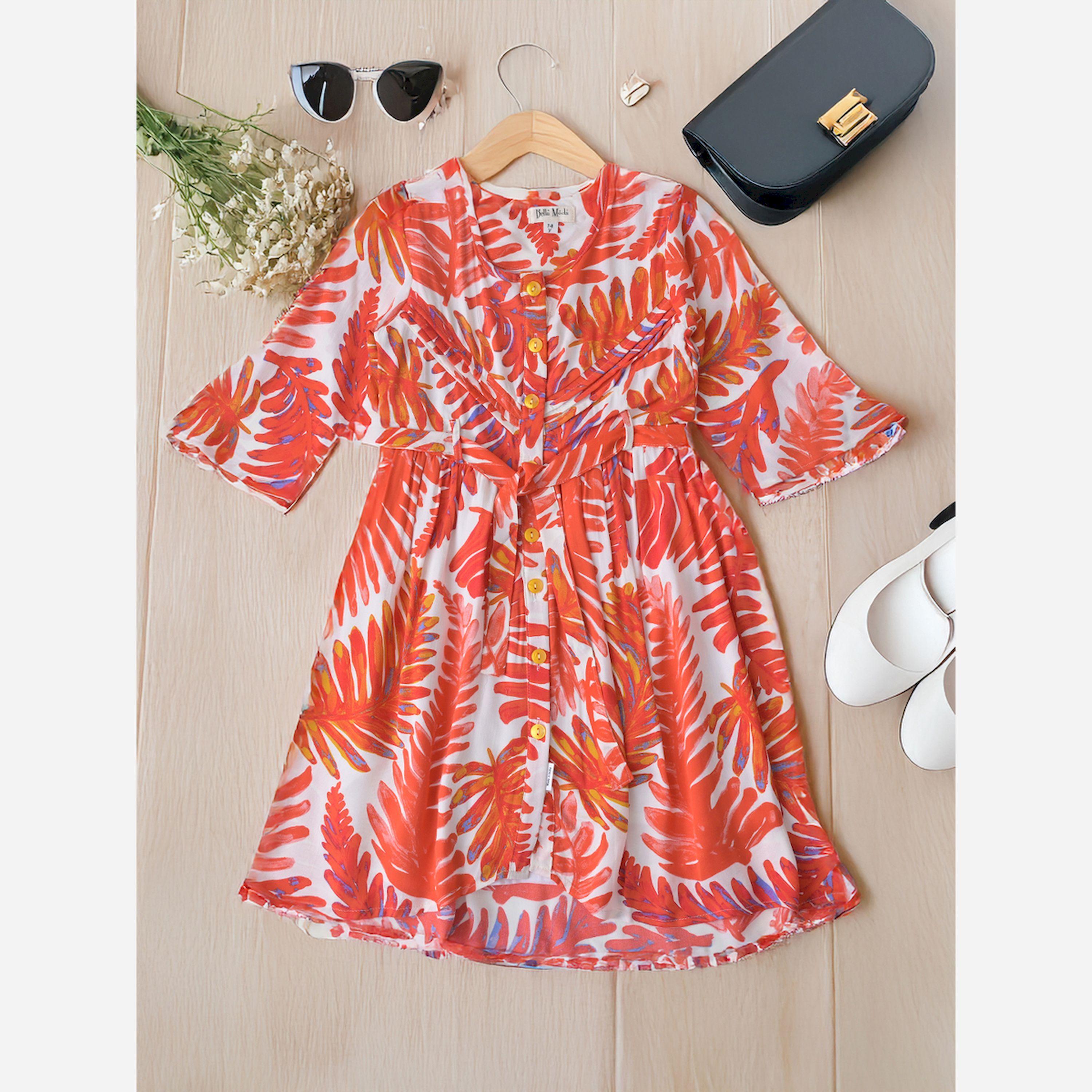 Bella Moda X Styli All-Over Print Fit & Flare Round Neck Dress With Long Sleeves-girls-clothing-dressesandjumpsuits-image-2