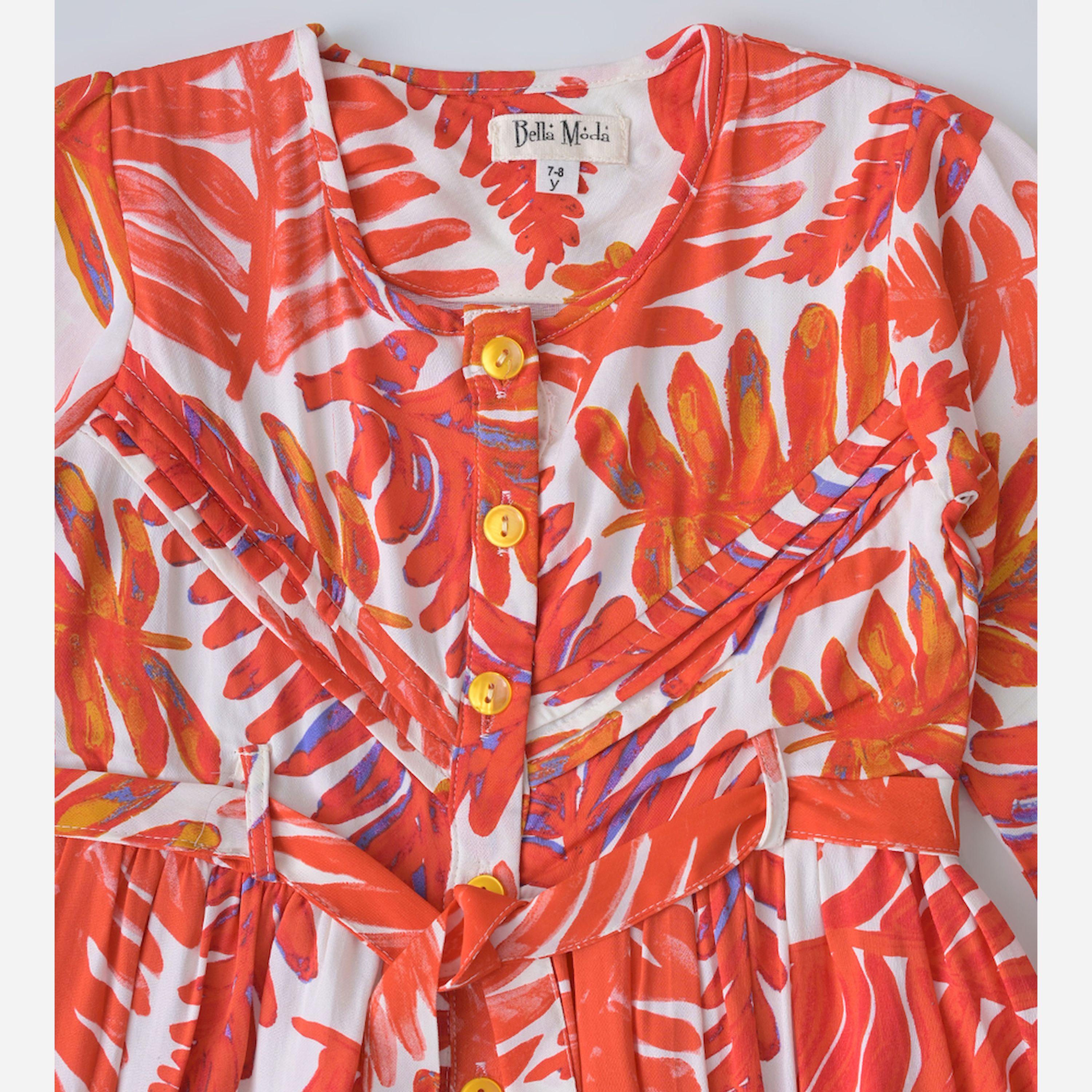 Bella Moda X Styli All-Over Print Fit & Flare Round Neck Dress With Long Sleeves-girls-clothing-dressesandjumpsuits-image-4