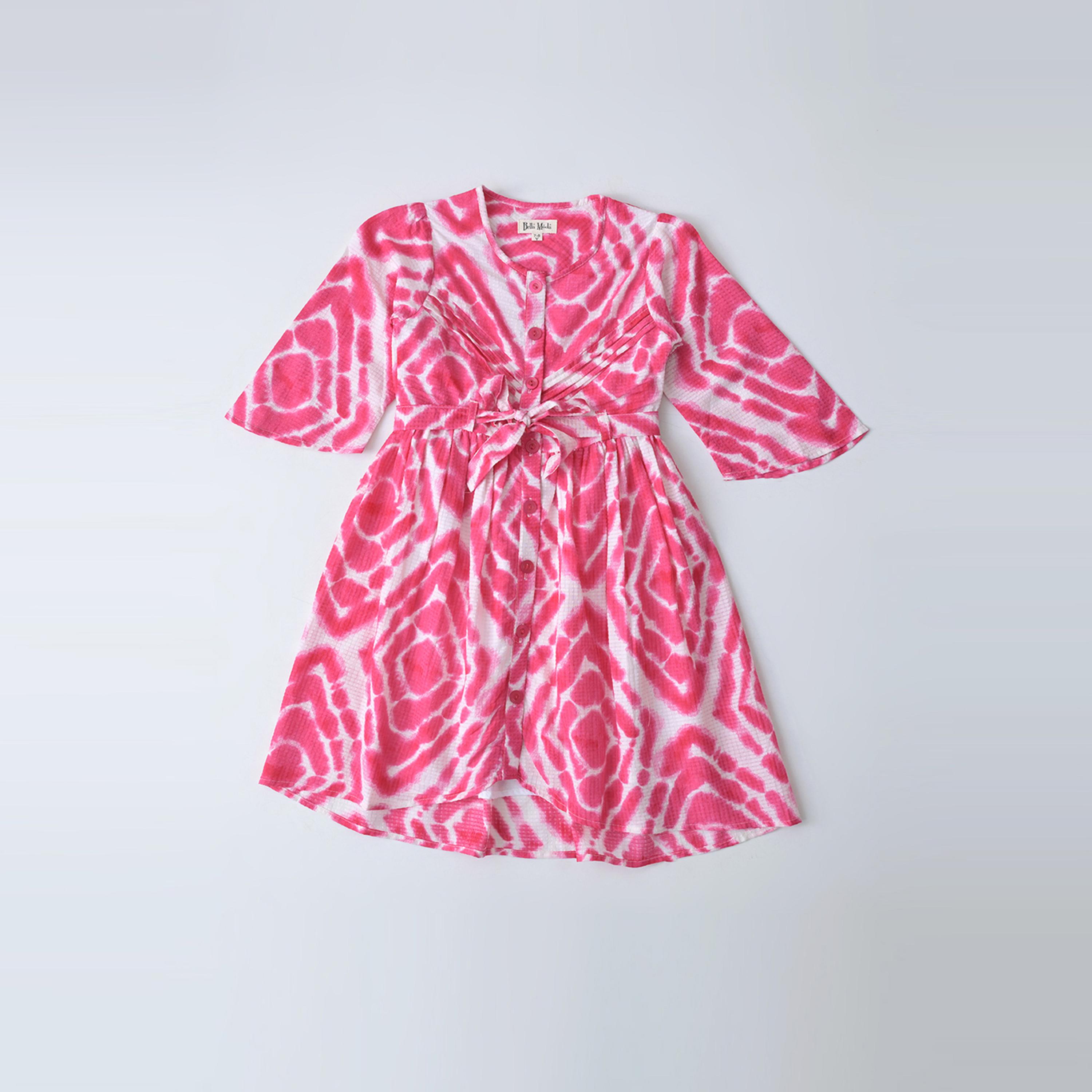 بيلا مودا × ستايلي - فستان بقصّة واسعة ورقبة دائرية وأكمام طويلة بطبعة كاملة-girls-clothing-dressesandjumpsuits-image-1