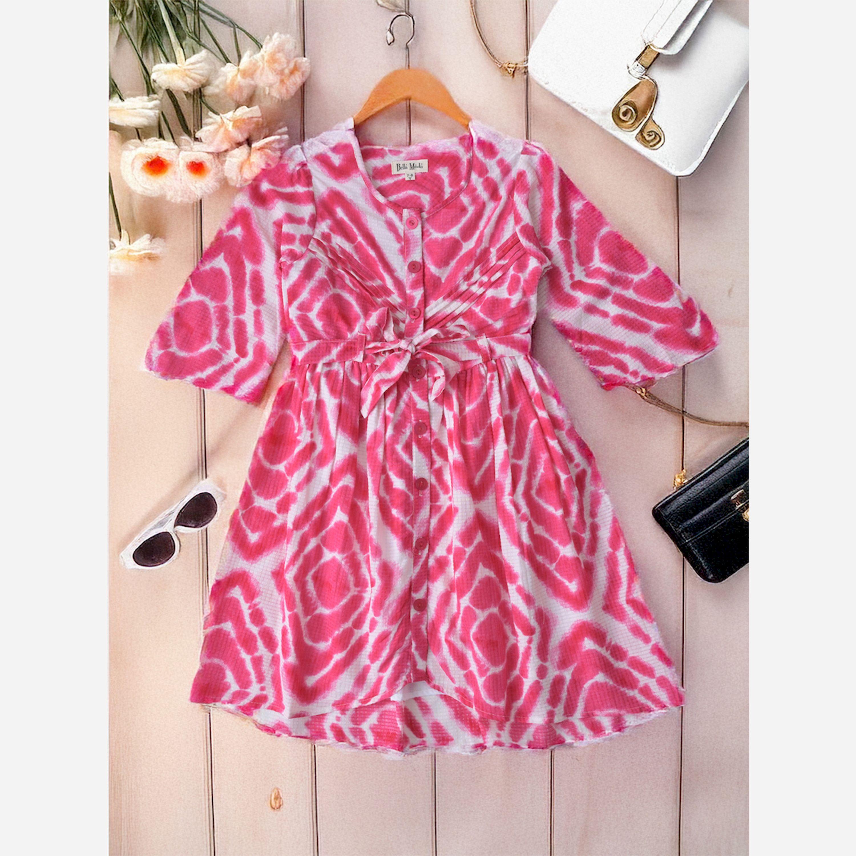 بيلا مودا × ستايلي - فستان بقصّة واسعة ورقبة دائرية وأكمام طويلة بطبعة كاملة-girls-clothing-dressesandjumpsuits-image-2