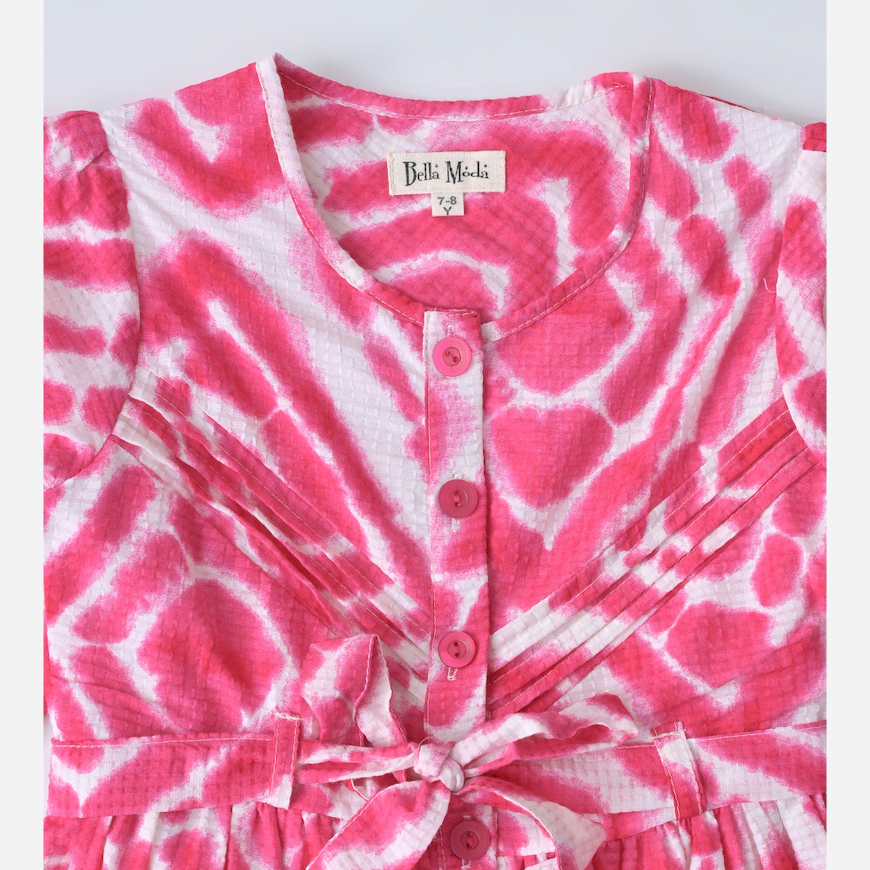 بيلا مودا × ستايلي - فستان بقصّة واسعة ورقبة دائرية وأكمام طويلة بطبعة كاملة-girls-clothing-dressesandjumpsuits-image-4