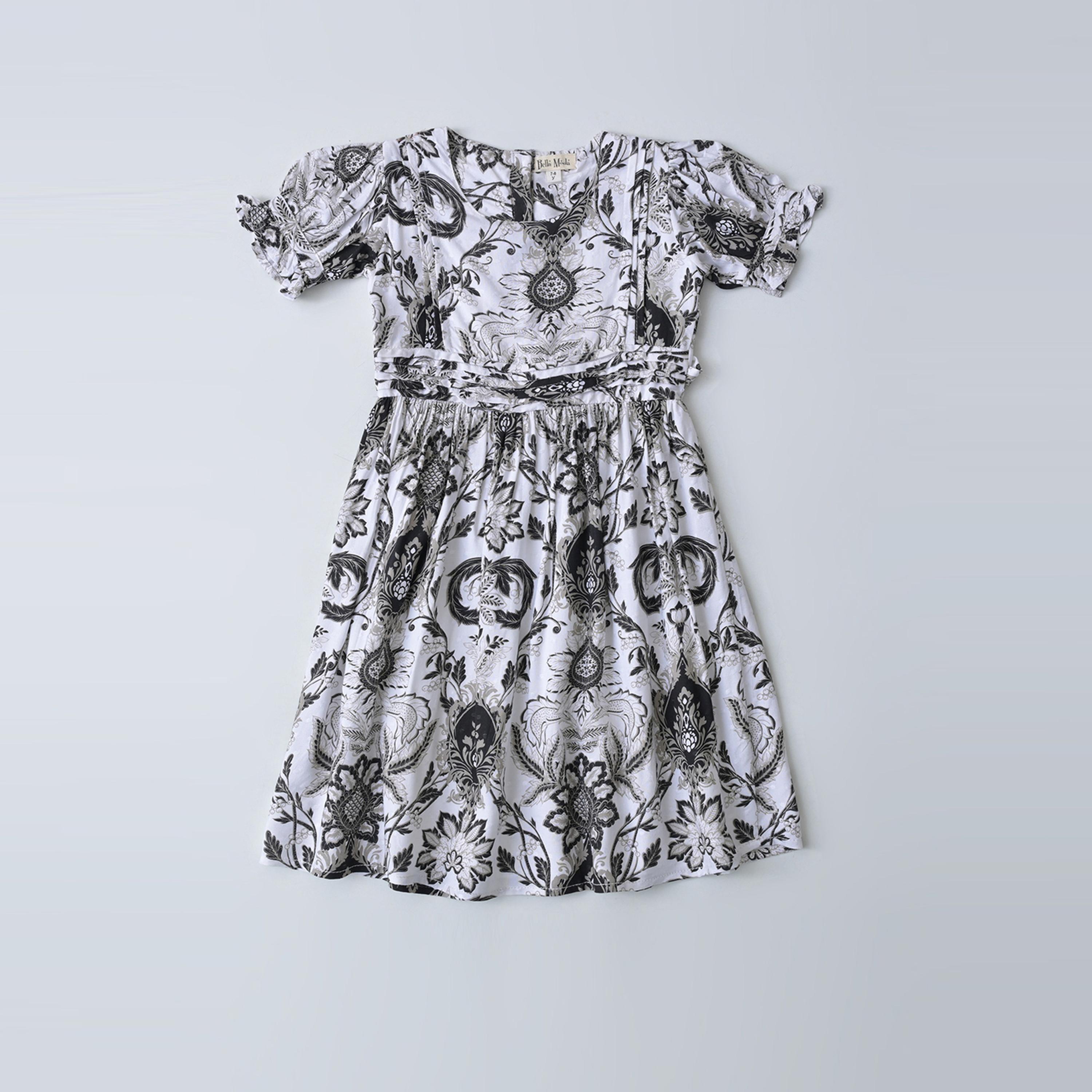 Bella Moda X Styli All-Over Print Fit & Flare Dress With Short Sleeves-girls-clothing-dressesandjumpsuits-image-1