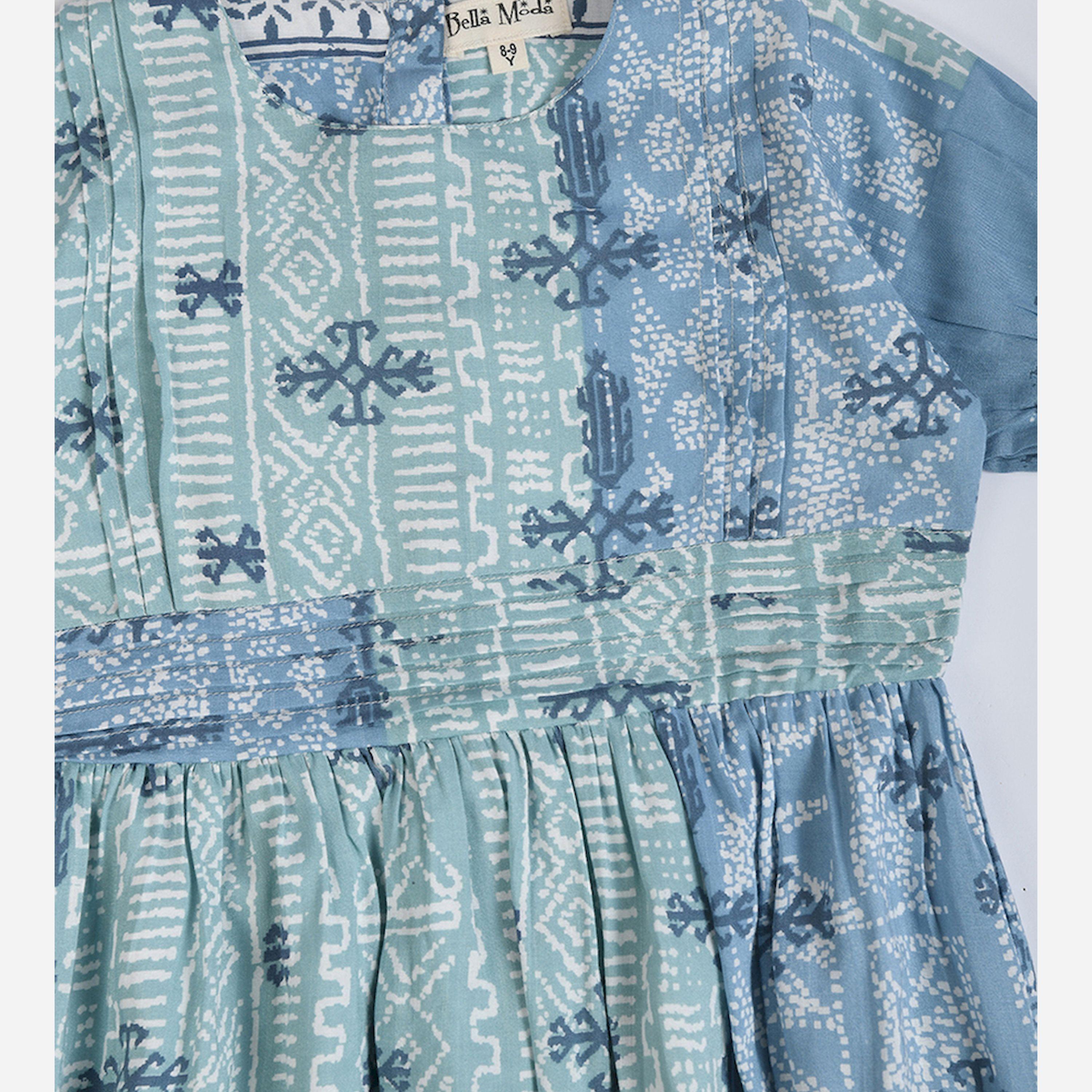 Bella Moda X Styli All-Over Print Fit & Flare Round Neck Dress With Short Sleeves-girls-clothing-dressesandjumpsuits-image-3