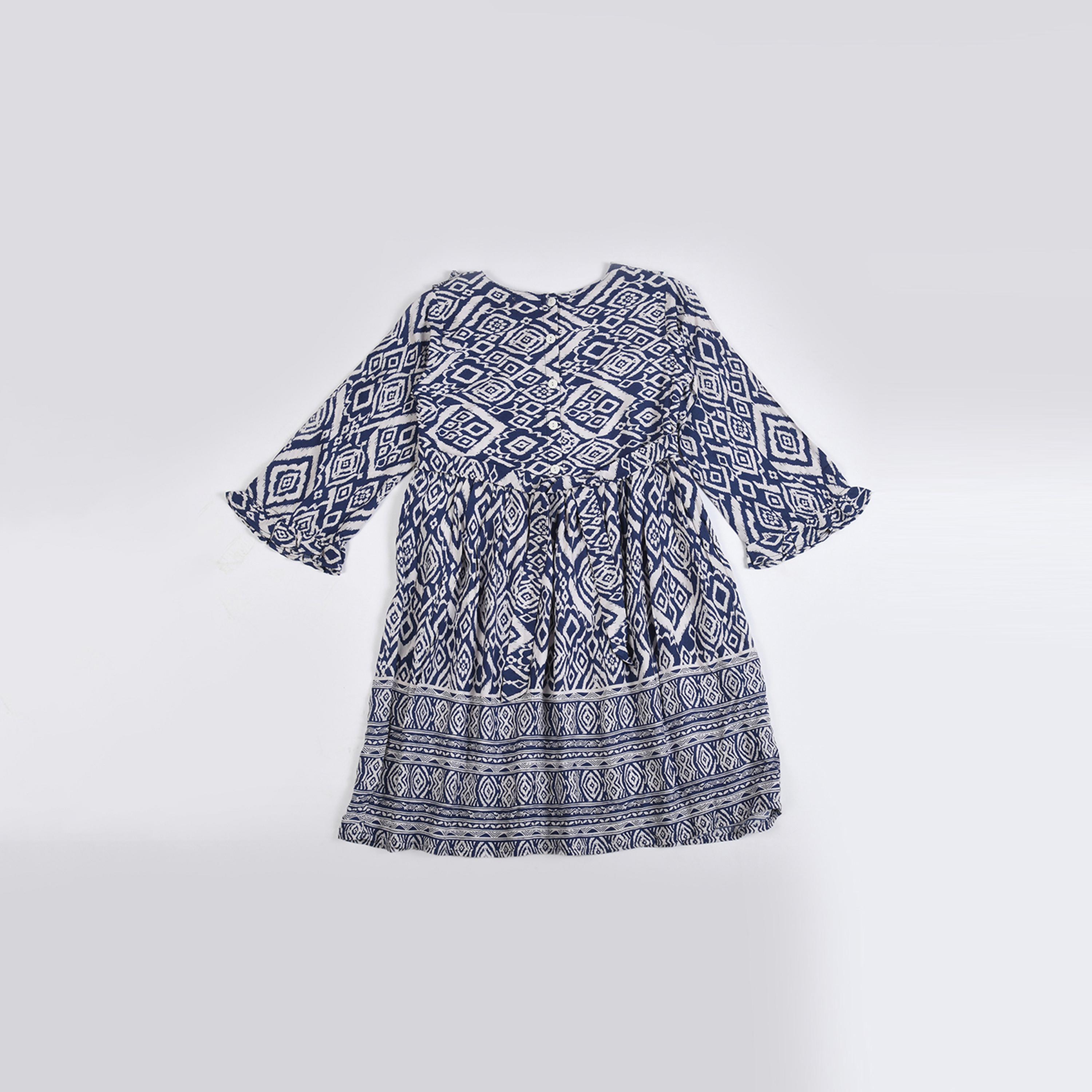 Bella Moda X Styli All-Over Print Fit & Flare Dress With Long Sleeves-girls-clothing-dressesandjumpsuits-image-1