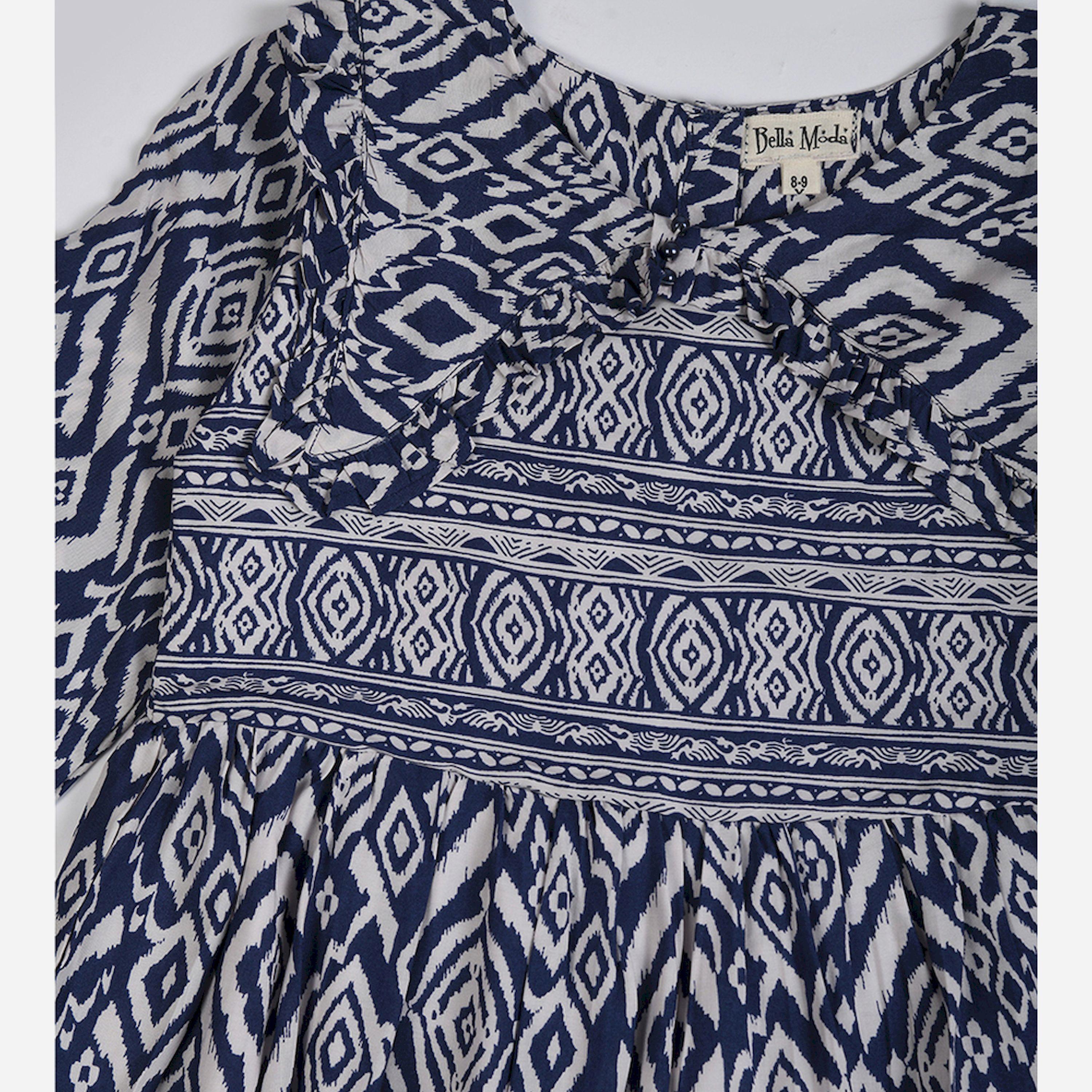 Bella Moda X Styli All-Over Print Fit & Flare Dress With Long Sleeves-girls-clothing-dressesandjumpsuits-image-3