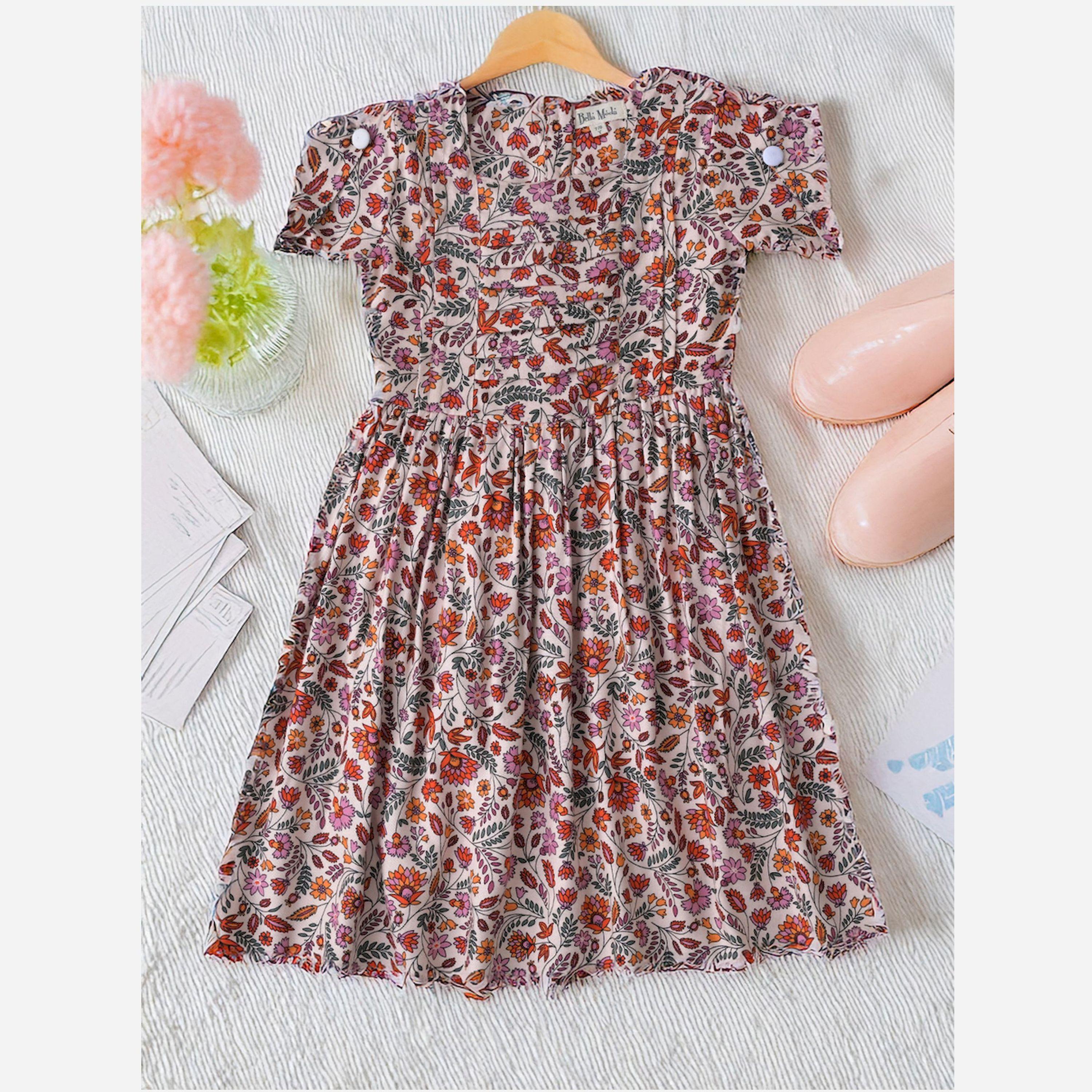 Bella Moda X Styli All-Over Print Square Neck Fit & Flare Dress-girls-clothing-dressesandjumpsuits-image-2