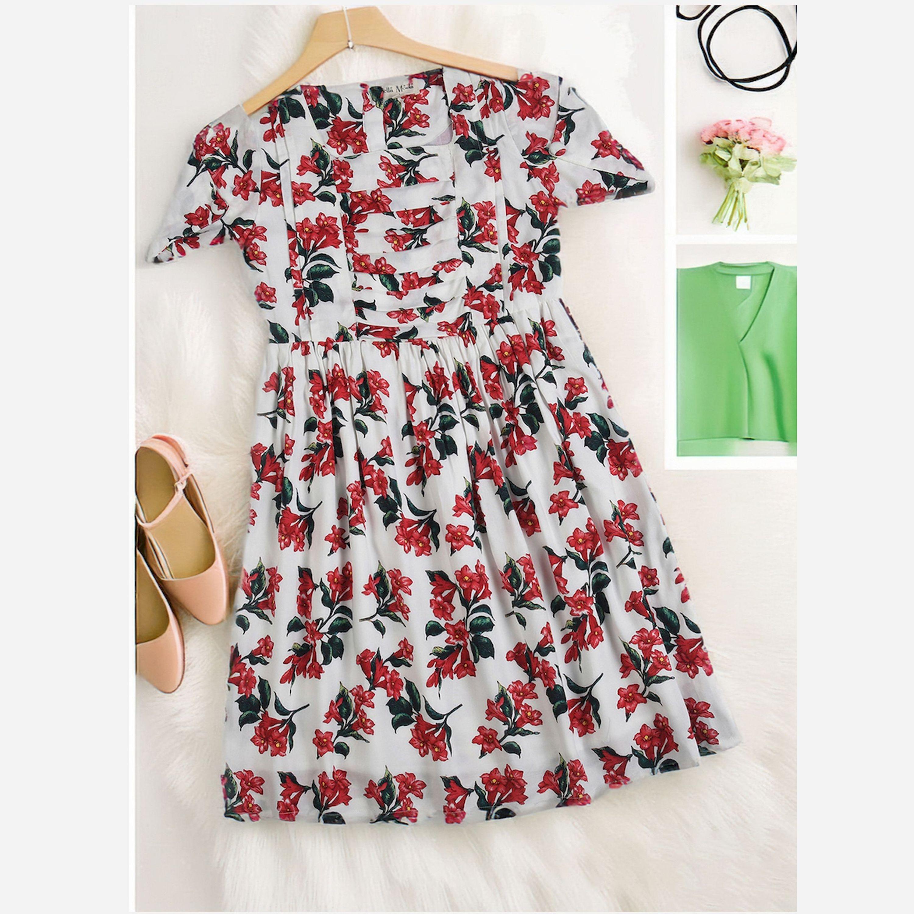 بيلا مودا × ستايلي - فستان بقصّة واسعة ورقبة مربعة وطبعة زهور بالكامل-girls-clothing-dressesandjumpsuits-image-2